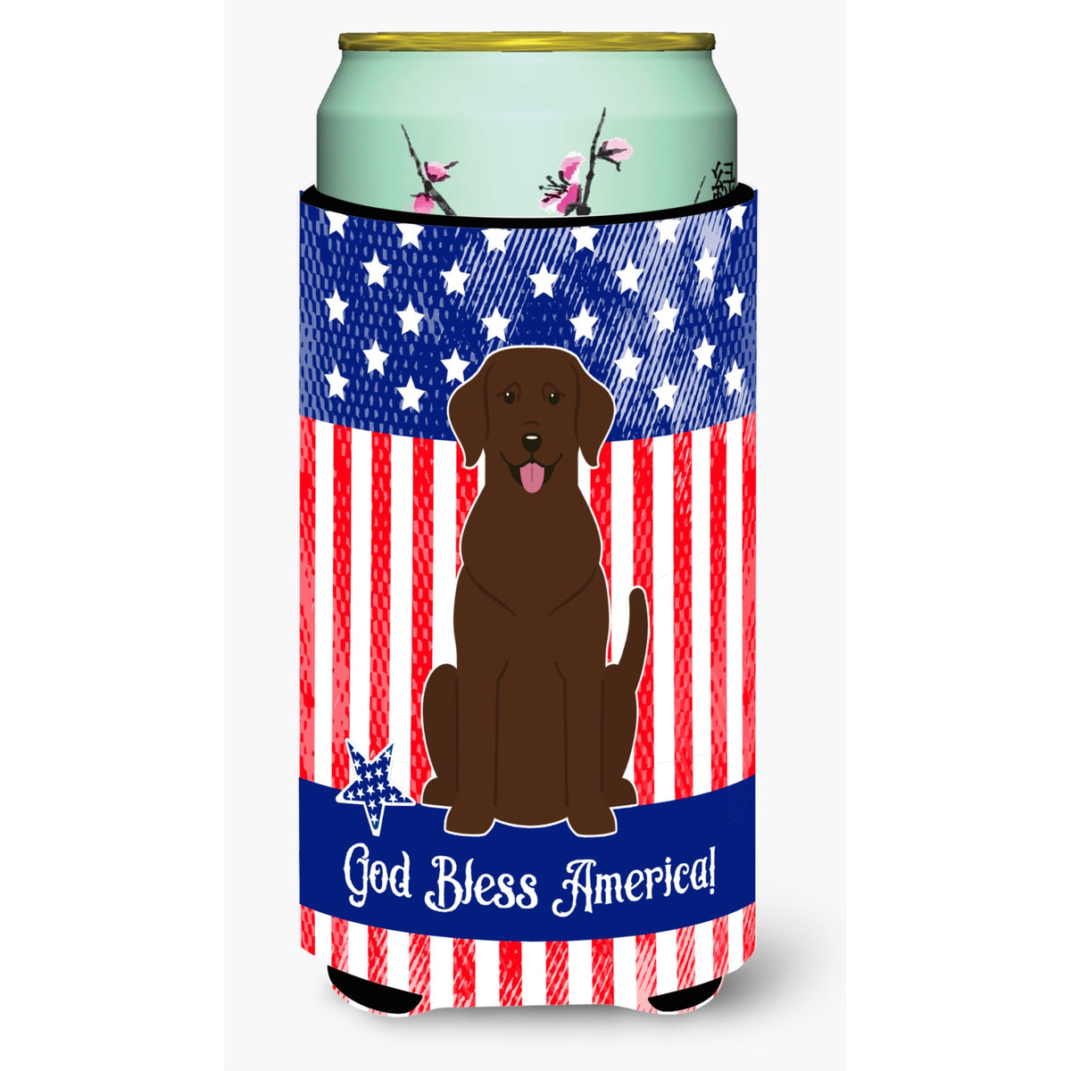 Caroline'S Treasures Bb3051Tbc Patriotic Usa Chocolate Labrador Tall Boy Hugger Cold-Beverage-Koozies, Multicolor