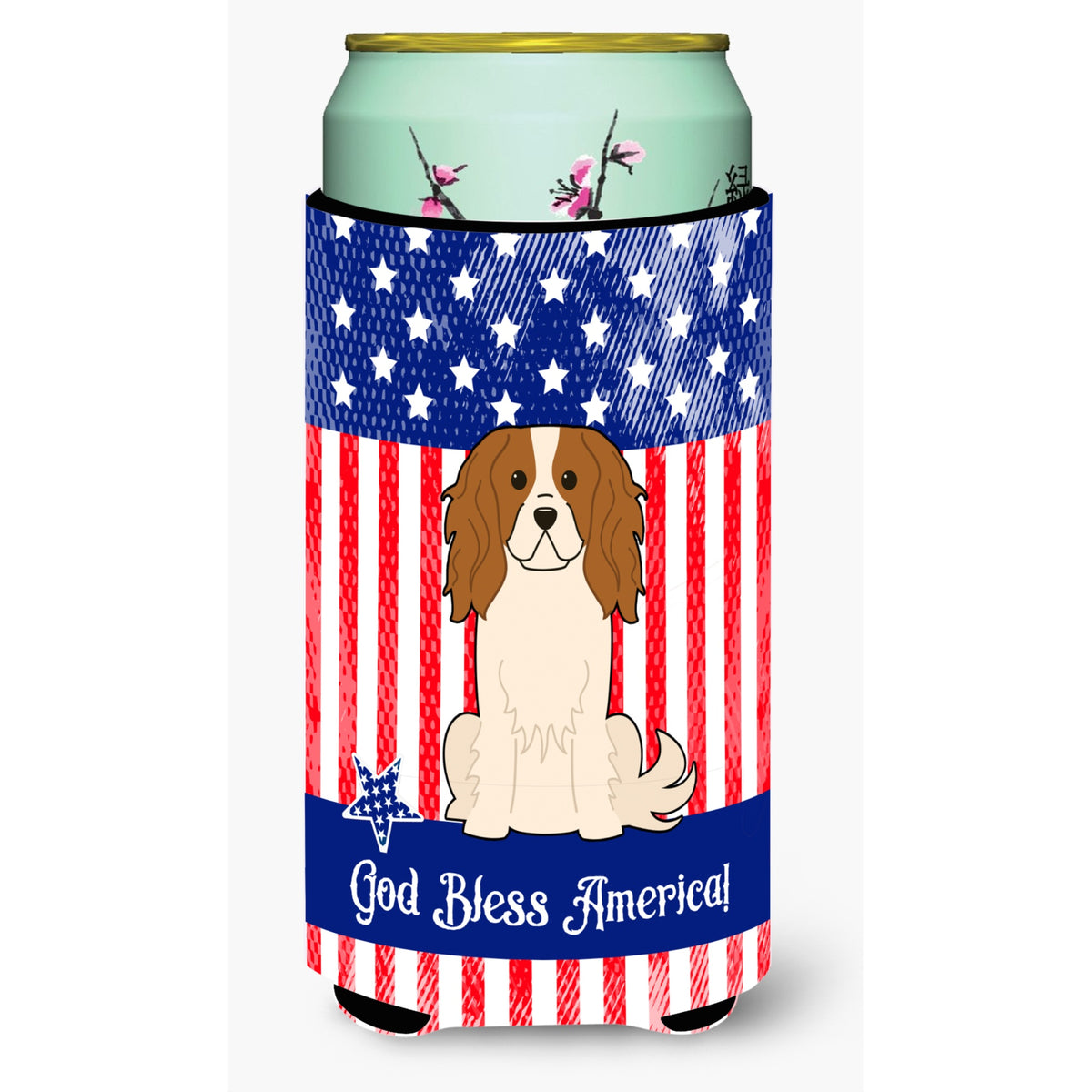 Caroline'S Treasures Bb3053Tbc Patriotic Usa Cavalier Spaniel Tall Boy Hugger Cold-Beverage-Koozies, Multicolor