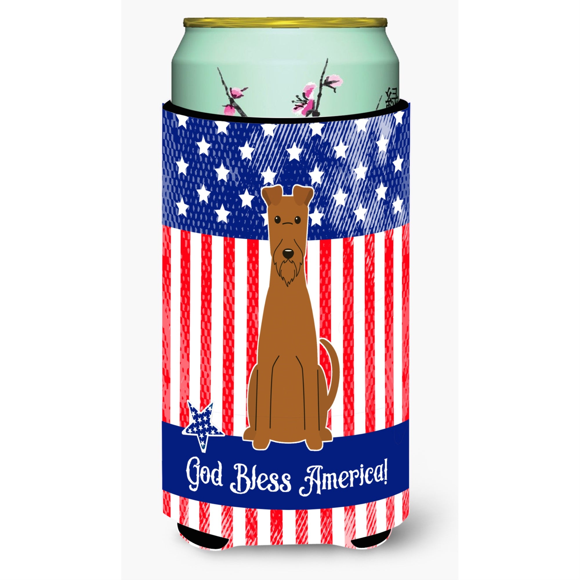 Caroline'S Treasures Bb3057Tbc Patriotic Usa Irish Terrier Tall Boy Hugger Cold-Beverage-Koozies, Multicolor