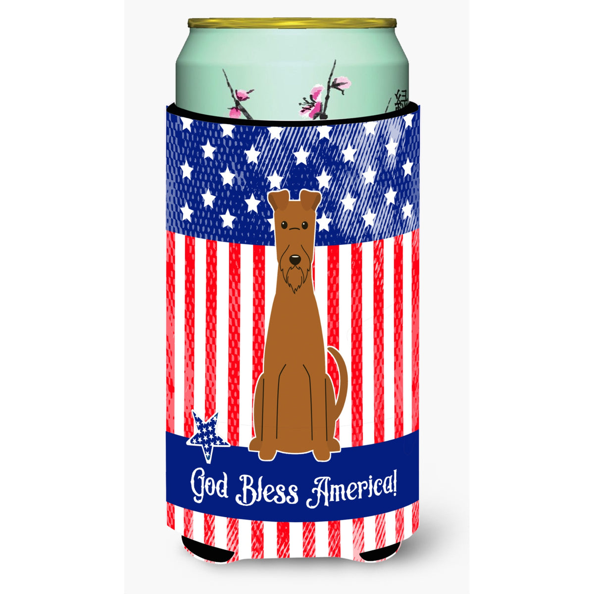 Caroline'S Treasures Bb3057Tbc Patriotic Usa Irish Terrier Tall Boy Hugger Cold-Beverage-Koozies, Multicolor