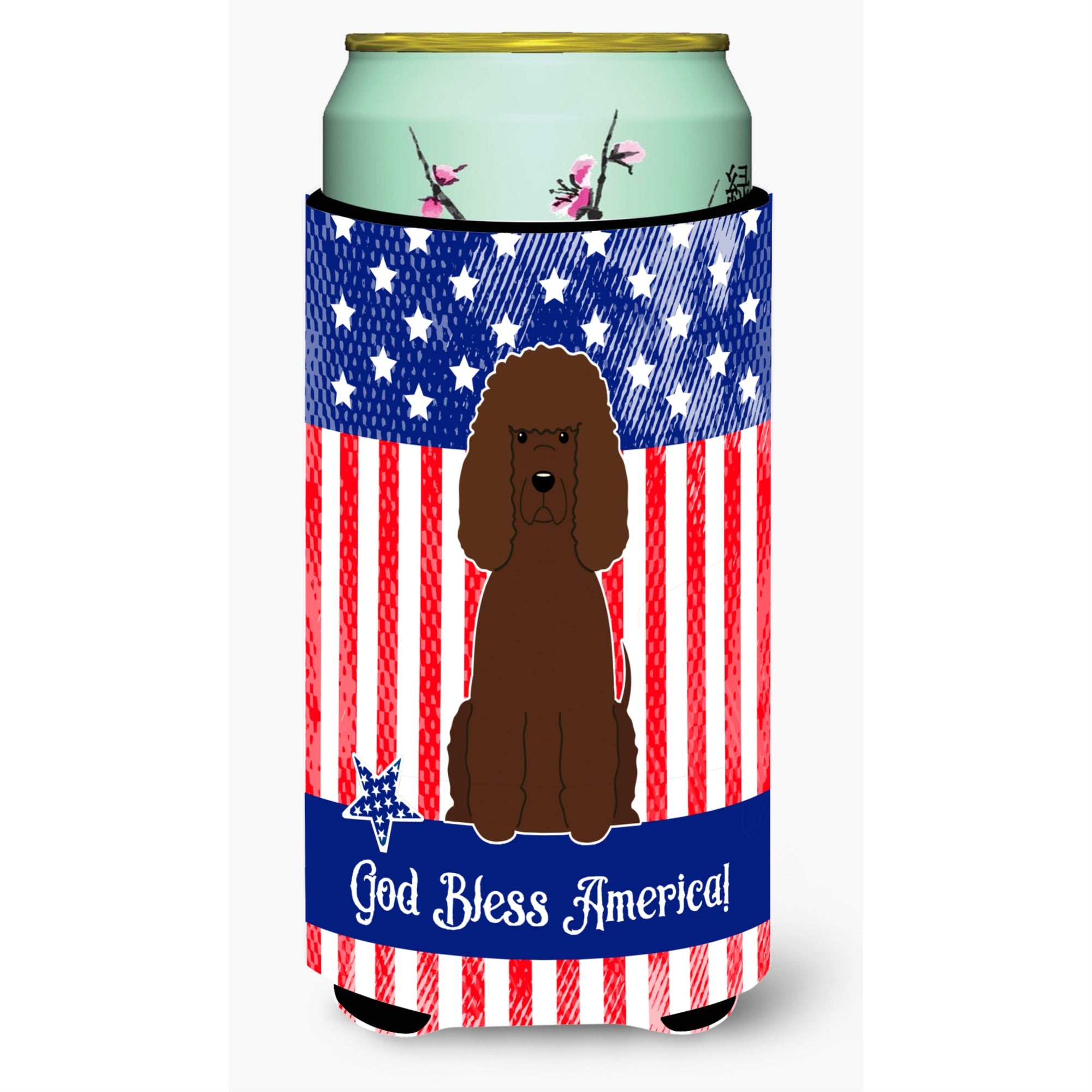 Caroline'S Treasures Bb3058Tbc Patriotic Usa Irish Water Spaniel Tall Boy Hugger Cold-Beverage-Koozies, Multicolor