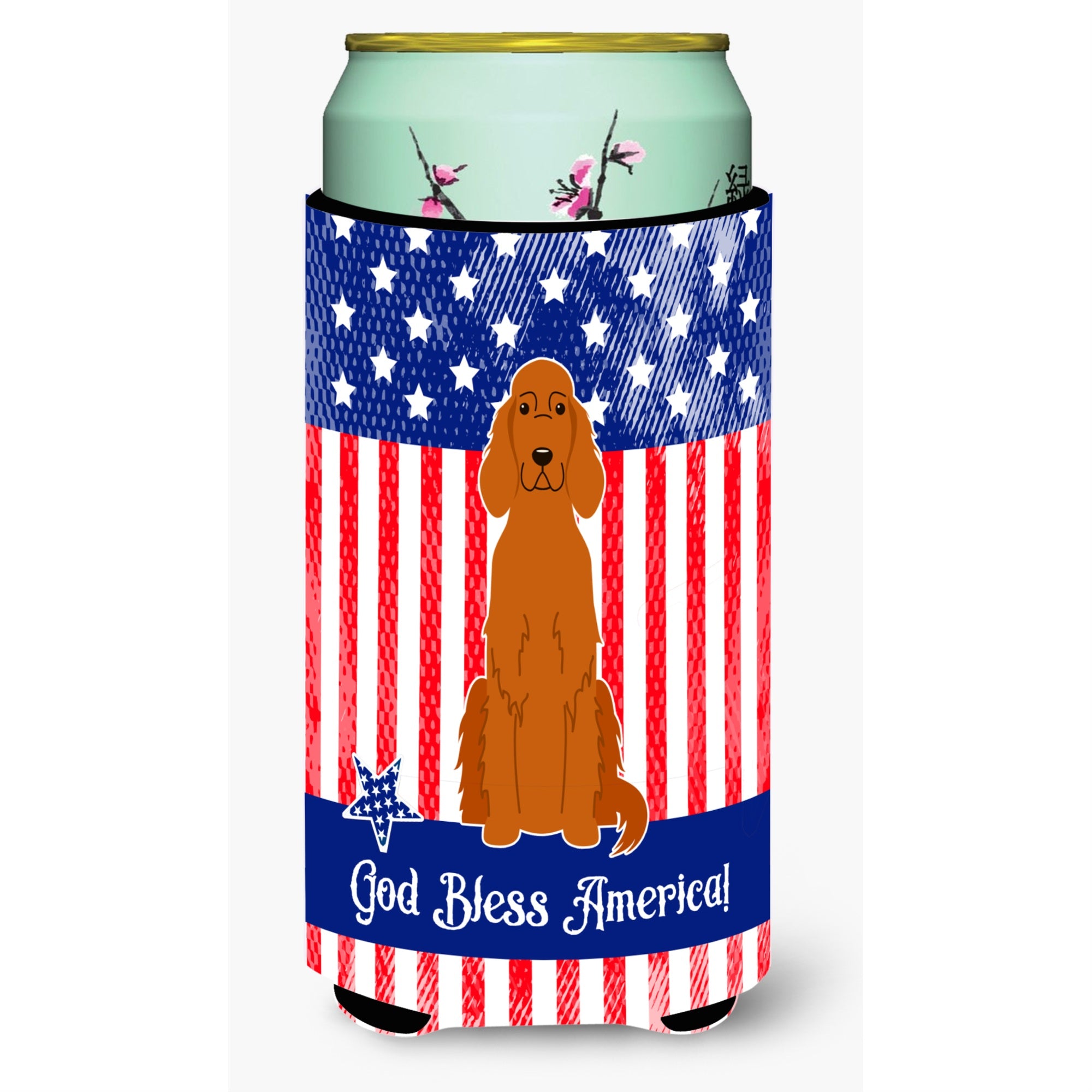Caroline'S Treasures Bb3059Tbc Patriotic Usa Irish Setter Tall Boy Hugger Cold-Beverage-Koozies, Multicolor