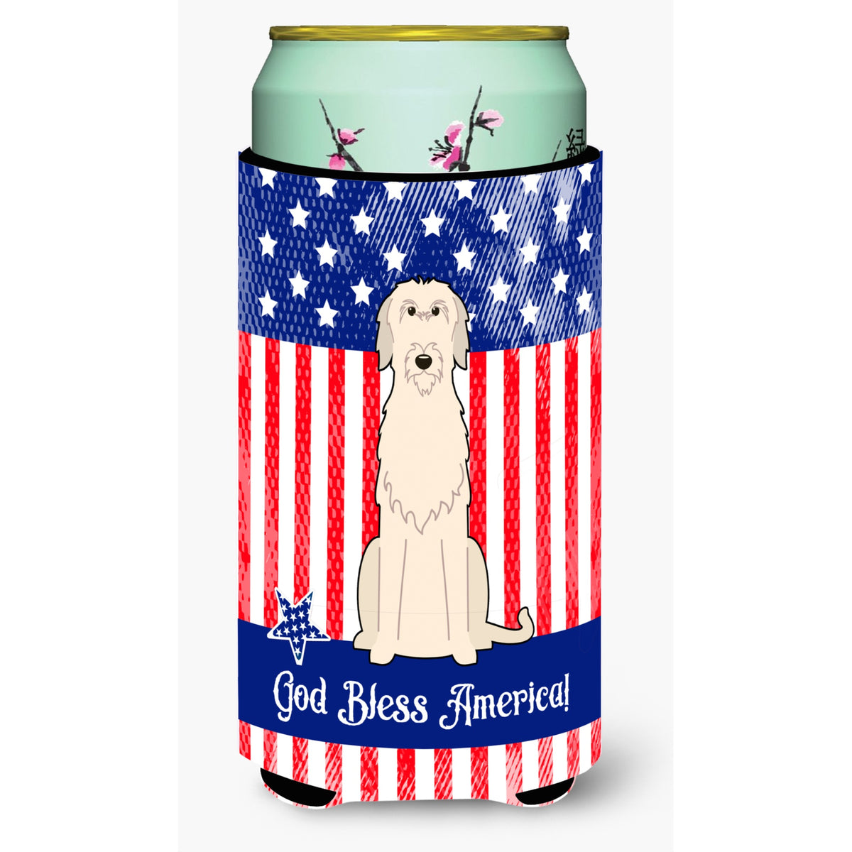 Caroline'S Treasures Bb3060Tbc Patriotic Usa Irish Wolfhound Tall Boy Hugger Cold-Beverage-Koozies, Multicolor
