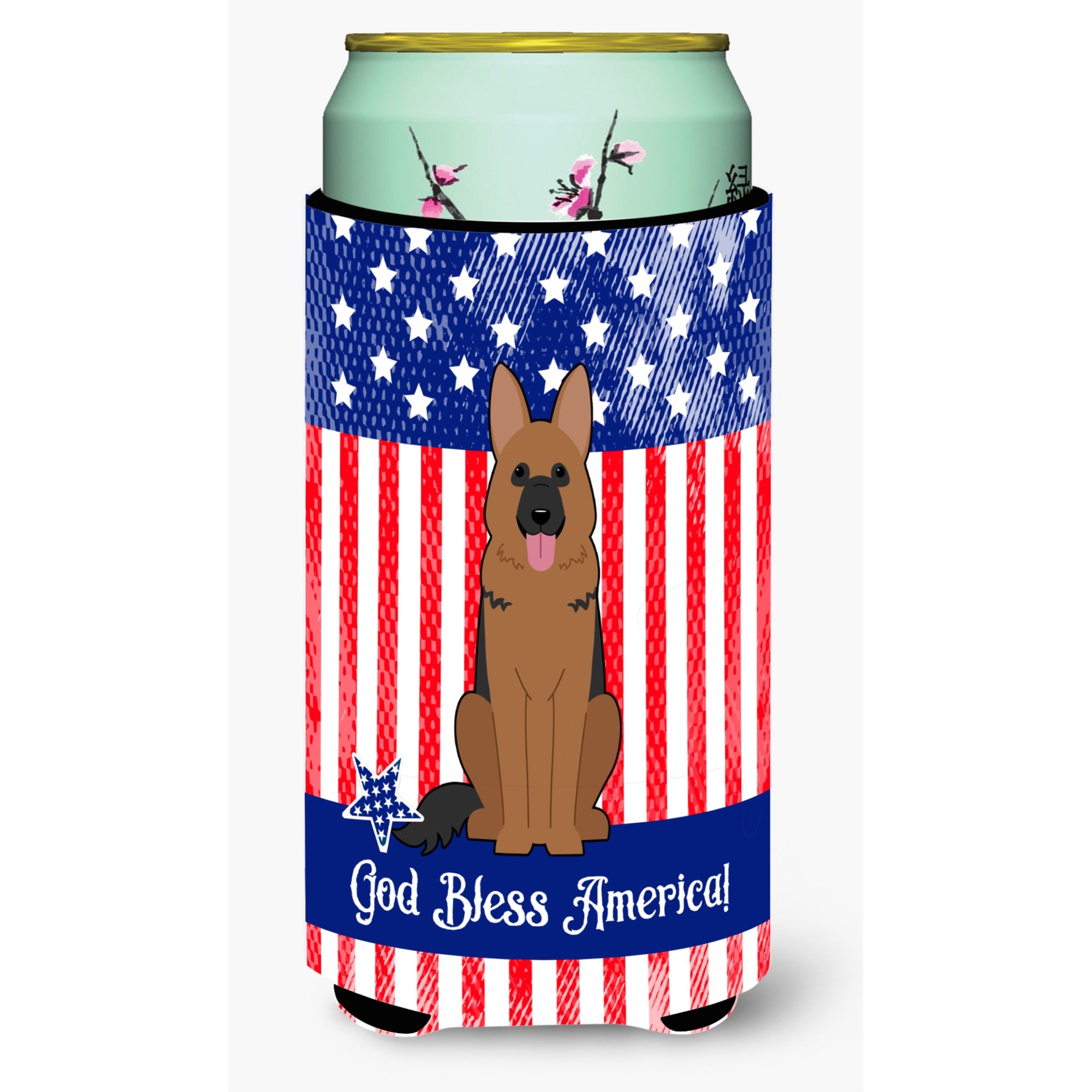 Caroline'S Treasures Bb3062Tbc Patriotic Usa German Shepherd Tall Boy Hugger Cold-Beverage-Koozies, Multicolor