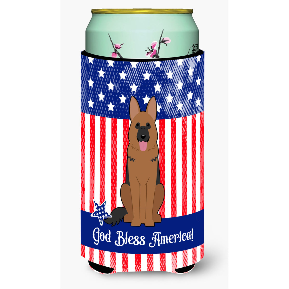 Caroline'S Treasures Bb3062Tbc Patriotic Usa German Shepherd Tall Boy Hugger Cold-Beverage-Koozies, Multicolor