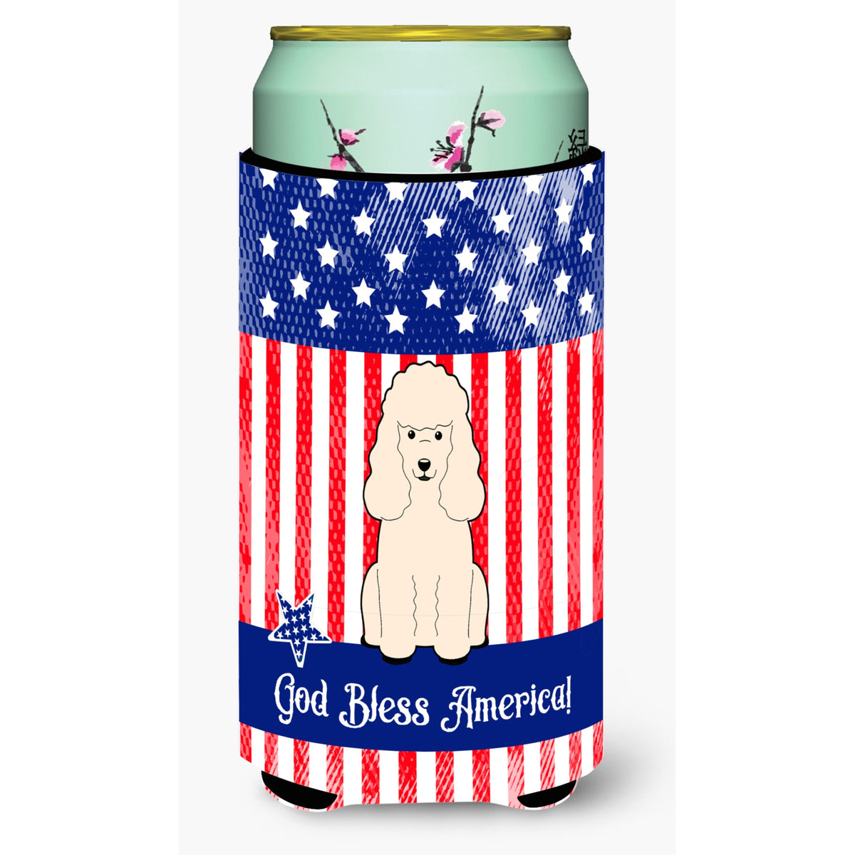 Caroline'S Treasures Bb3065Tbc Patriotic Usa Poodle White Tall Boy Hugger Cold-Beverage-Koozies, Multicolor
