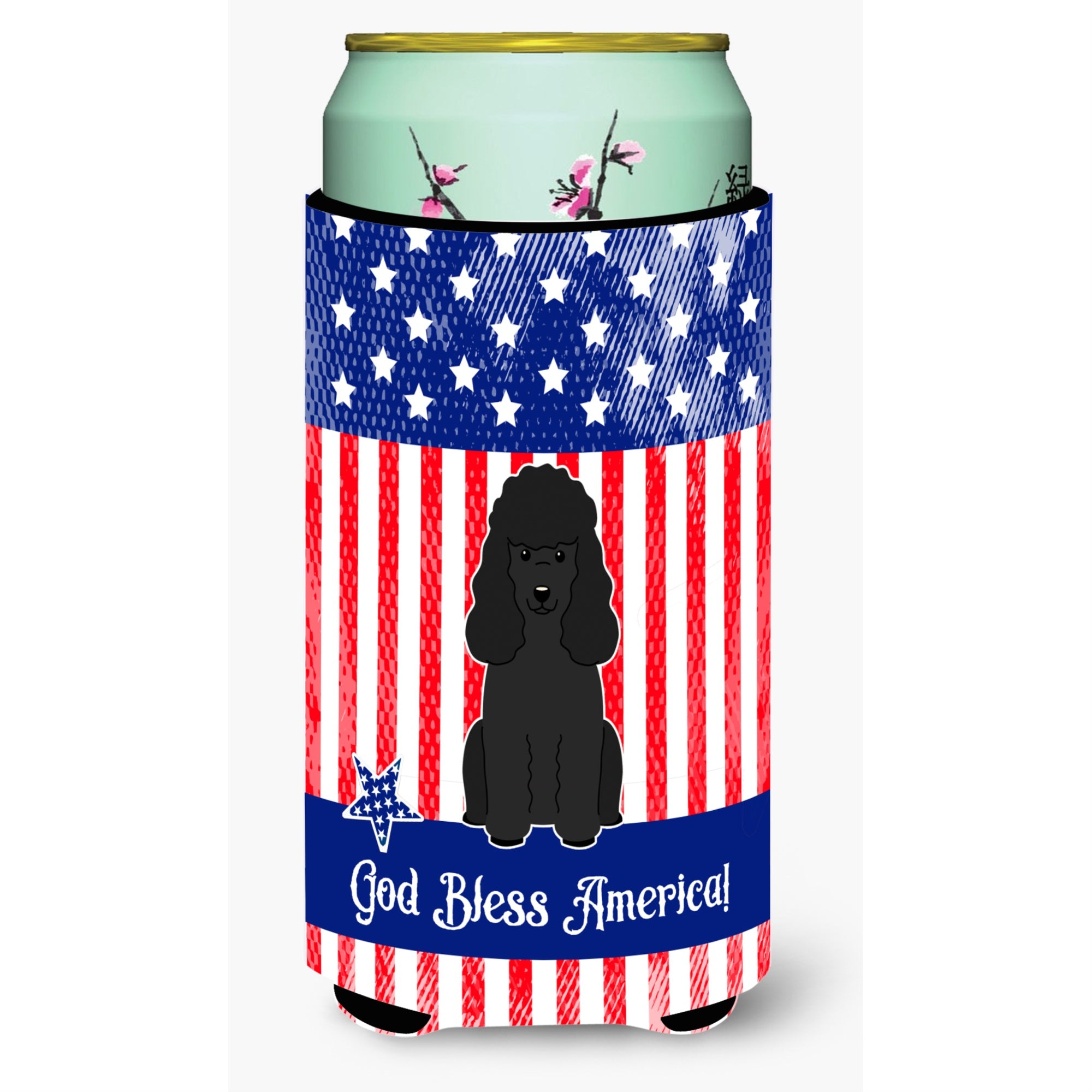 Caroline'S Treasures Bb3066Tbc Patriotic Usa Poodle Black Tall Boy Hugger Cold-Beverage-Koozies, Multicolor