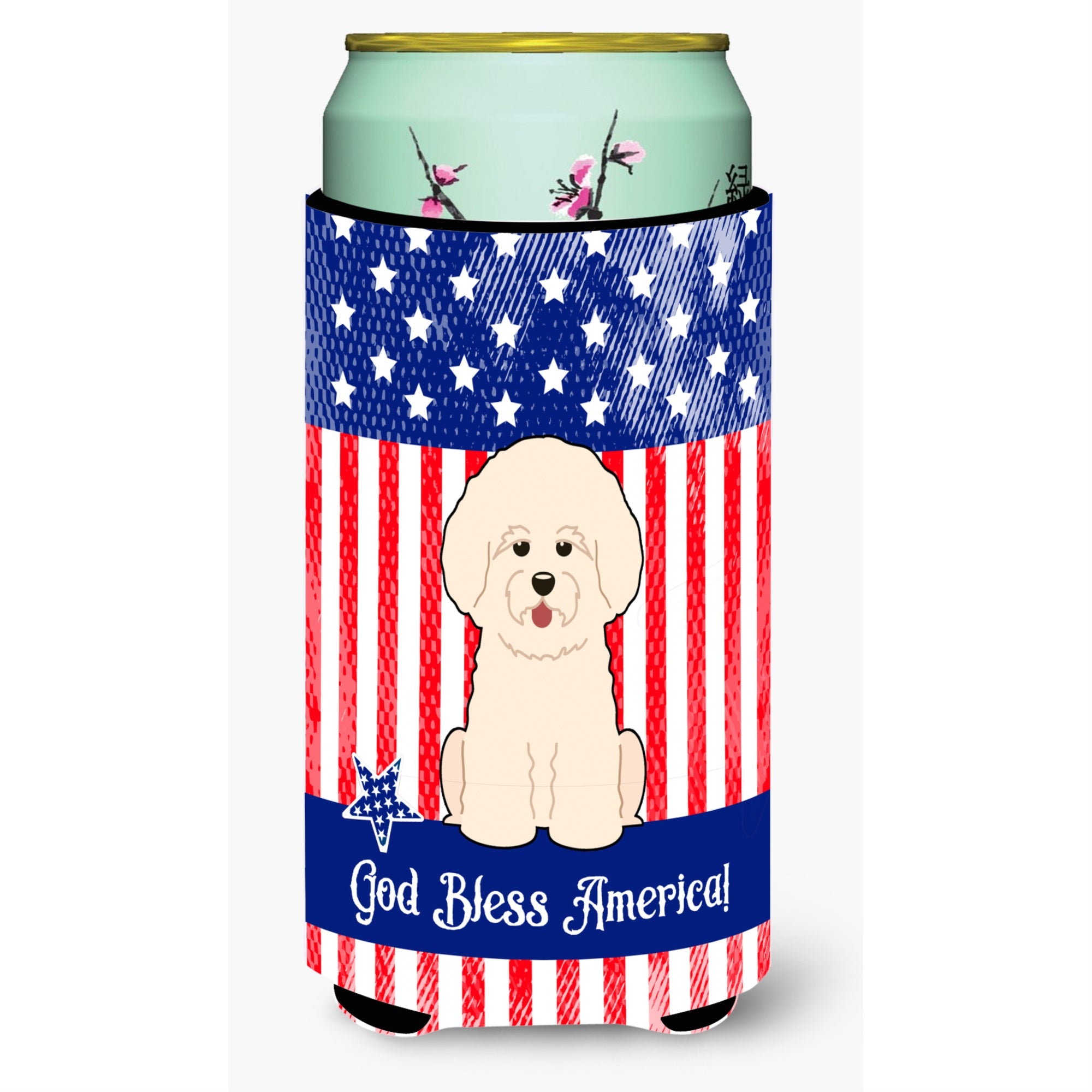 Caroline'S Treasures Bb3070Tbc Patriotic Usa Bichon Frise Tall Boy Hugger Cold-Beverage-Koozies, Multicolor