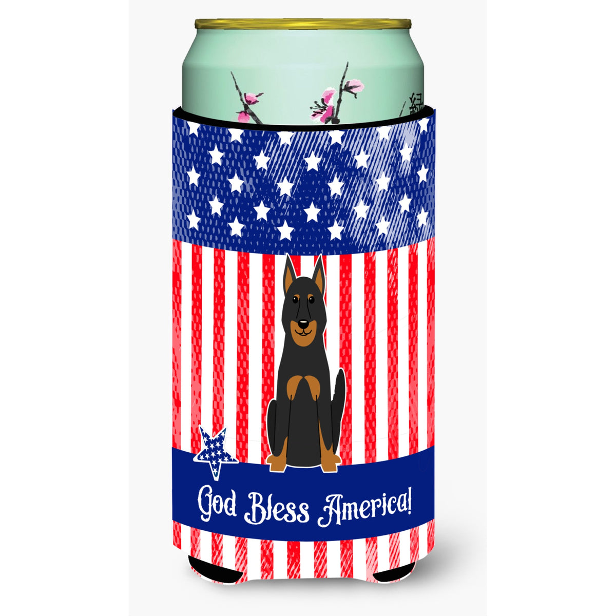 Caroline'S Treasures Bb3075Tbc Patriotic Usa Beauce Shepherd Dog Tall Boy Hugger Cold-Beverage-Koozies, Multicolor