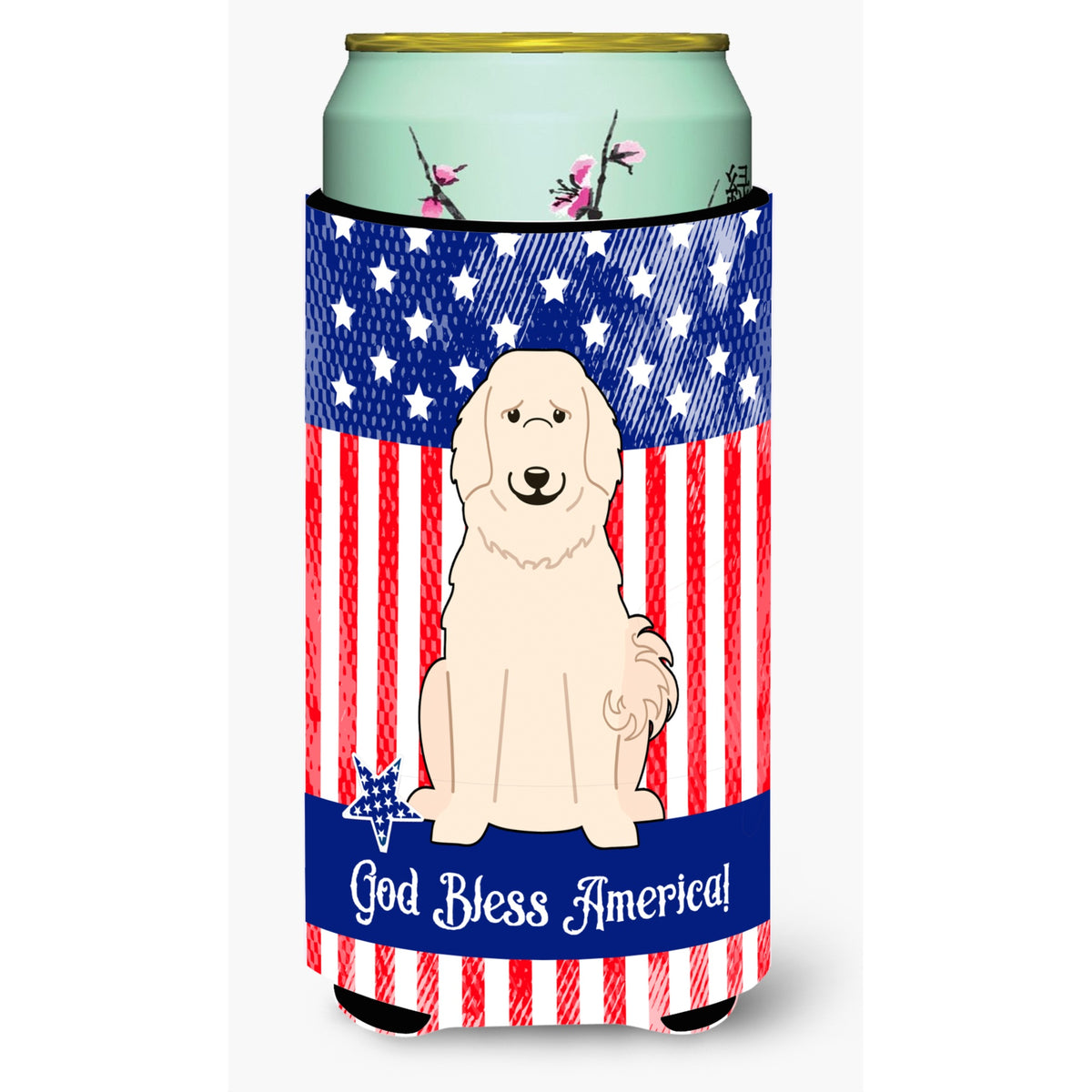Caroline'S Treasures Bb3078Tbc Patriotic Usa Pyrenese Tall Boy Hugger Cold-Beverage-Koozies, Multicolor