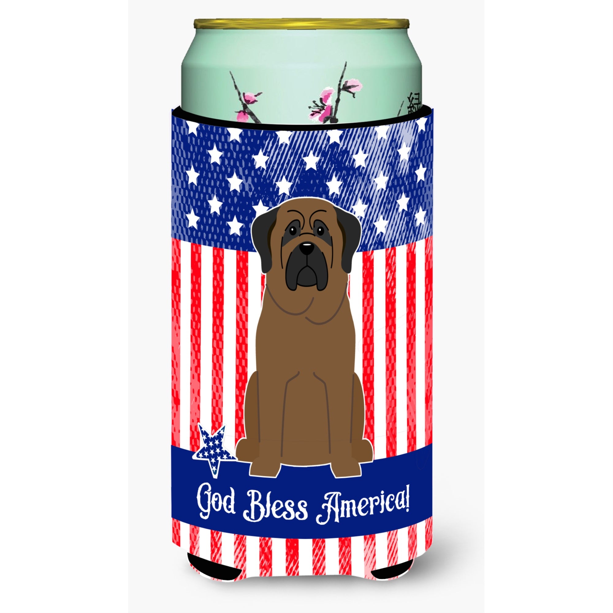 Caroline'S Treasures Bb3079Tbc Patriotic Usa Bullmastiff Tall Boy Hugger Cold-Beverage-Koozies, Multicolor