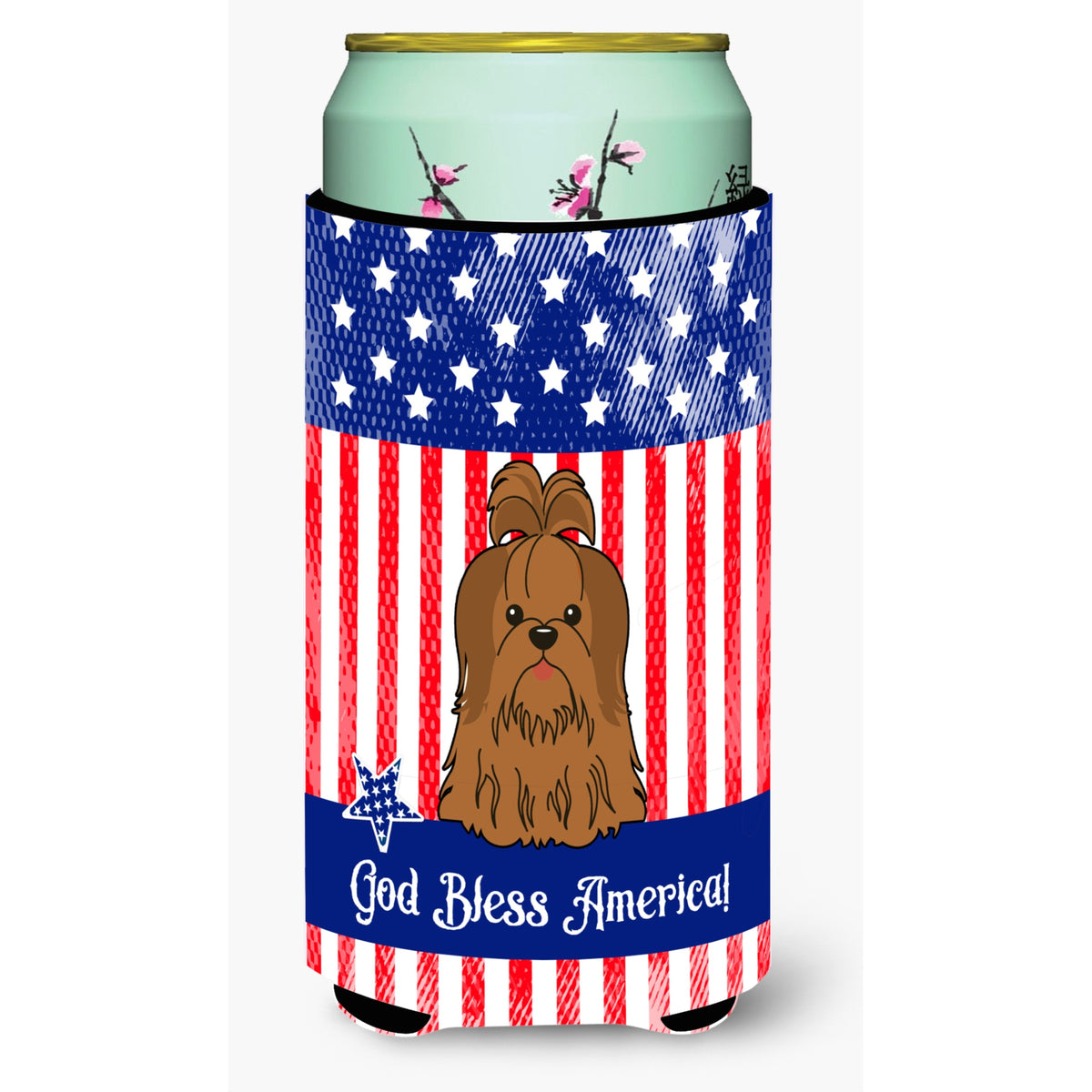Caroline'S Treasures Bb3081Tbc Usa Shih Tzu Silver Chocolate Tall Boy Hugger Cold-Beverage-Koozies, Multicolor