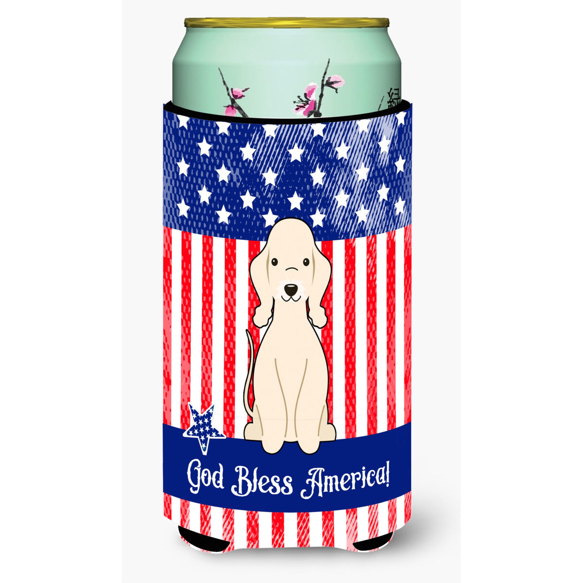 Caroline'S Treasures Bb3086Tbc Patriotic Usa Bedlington Terrier Sandy Tall Boy Hugger Cold-Beverage-Koozies, Multicolor