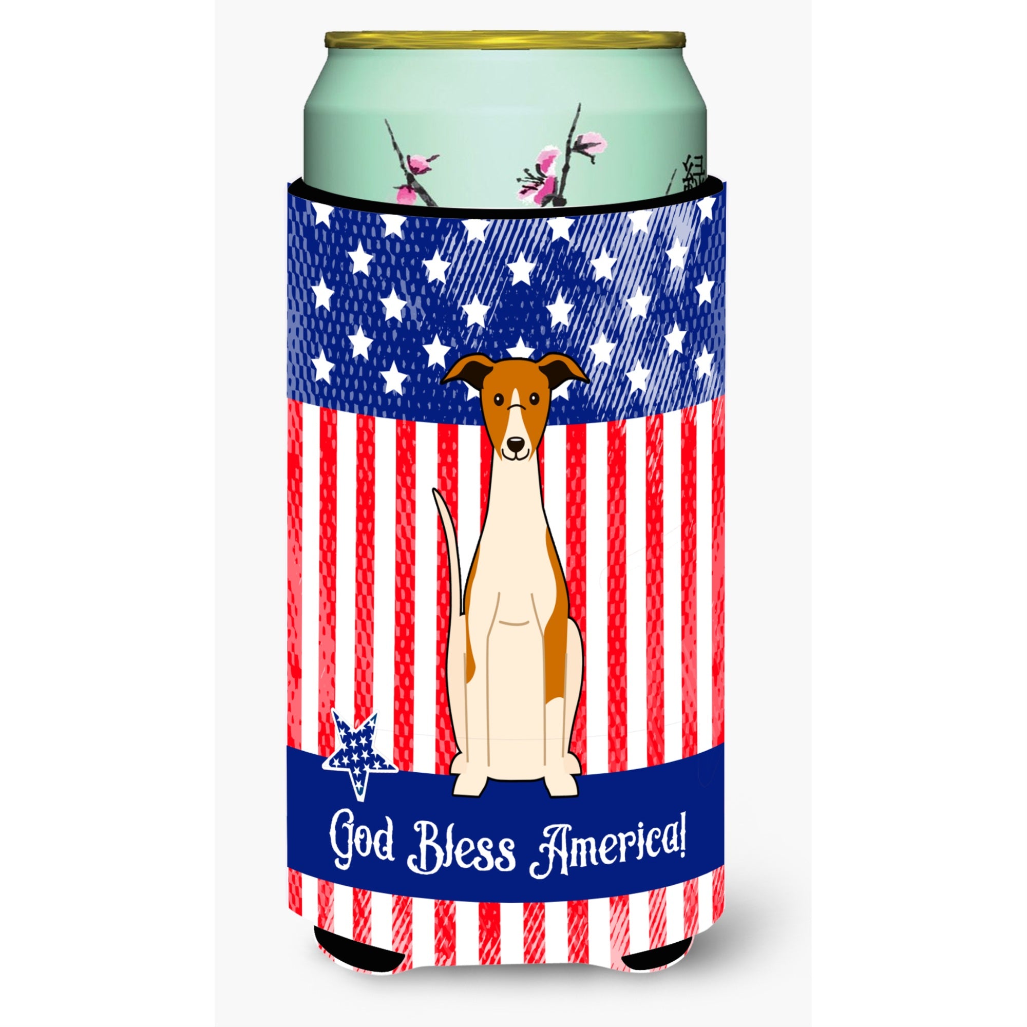 Caroline'S Treasures Bb3094Tbc Patriotic Usa Whippet Tall Boy Hugger Cold-Beverage-Koozies, Multicolor
