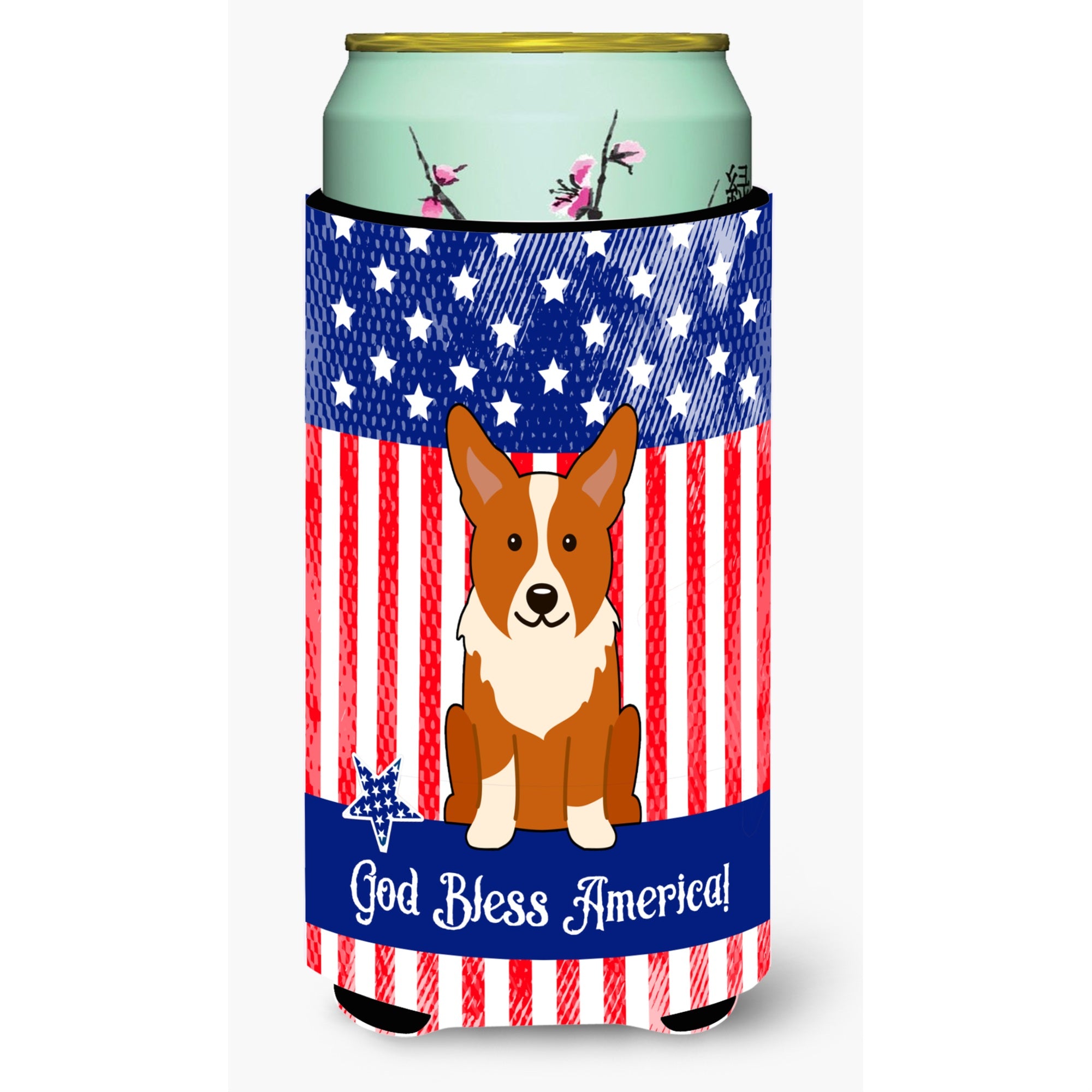 Caroline'S Treasures Bb3095Tbc Patriotic Usa Corgi Tall Boy Insulator Hugger Cold-Beverage-Koozies, Multicolor