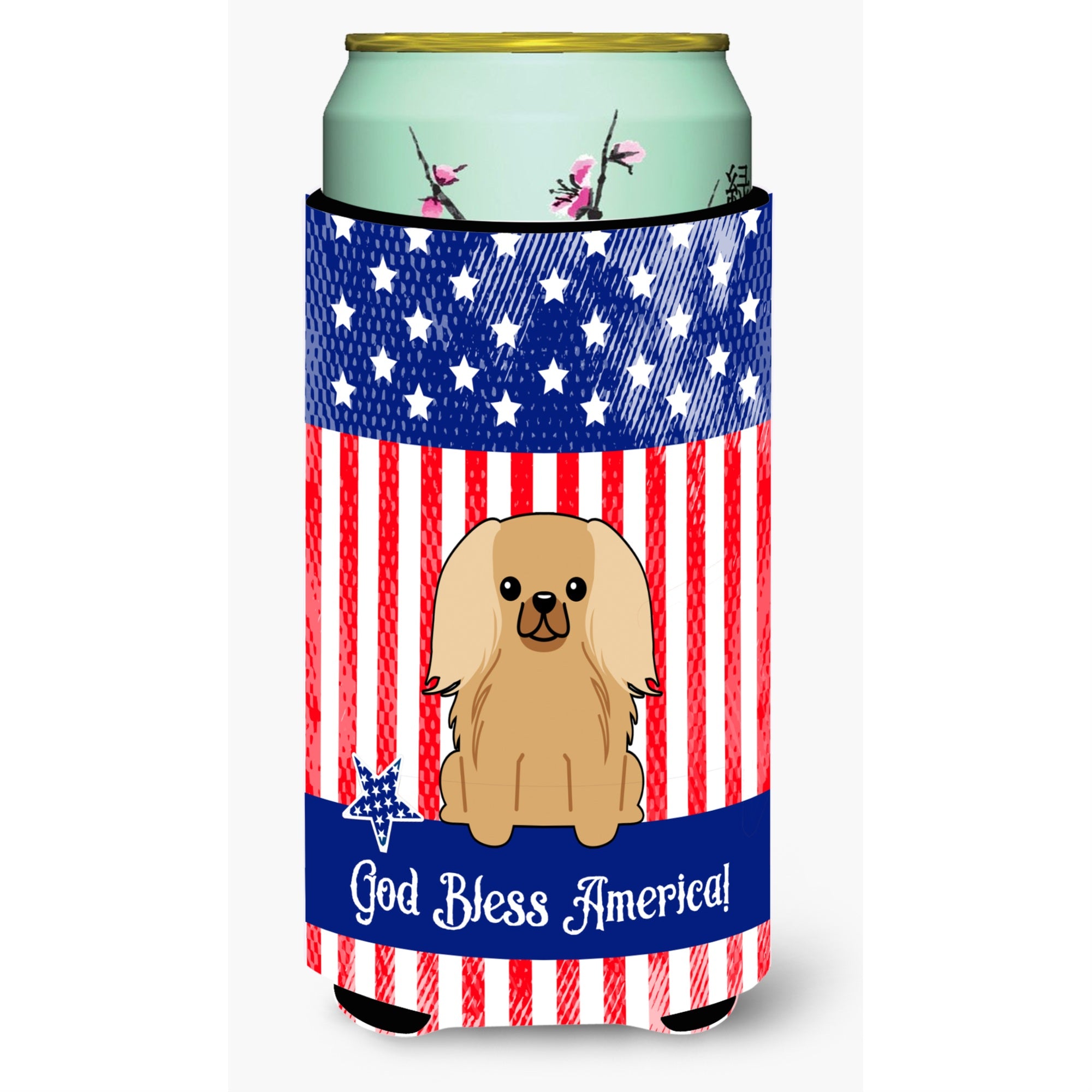 Caroline'S Treasures Bb3099Tbc Patriotic Usa Pekingnese Fawn Sable Tall Boy Hugger Cold-Beverage-Koozies, Multicolor