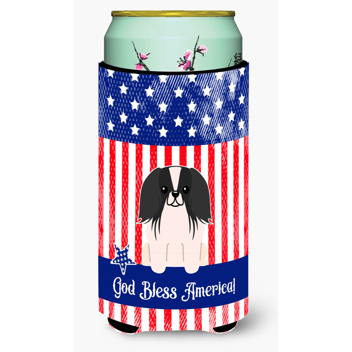 Caroline'S Treasures Bb3100Tbc Patriotic Usa Pekingnese Black White Tall Boy Hugger Cold-Beverage-Koozies, Multicolor