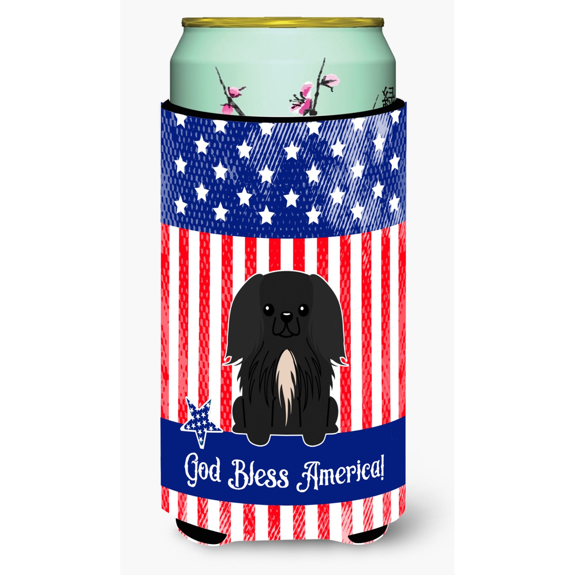 Caroline'S Treasures Bb3102Tbc Patriotic Usa Pekingnese Black Tall Boy Hugger Cold-Beverage-Koozies, Multicolor