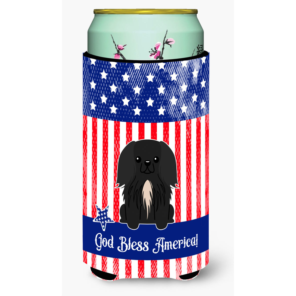 Caroline'S Treasures Bb3102Tbc Patriotic Usa Pekingnese Black Tall Boy Hugger Cold-Beverage-Koozies, Multicolor