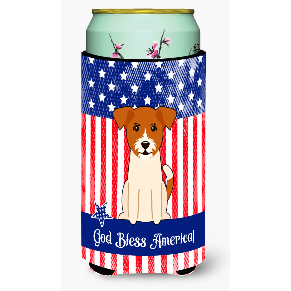 Caroline'S Treasures Bb3103Tbc Patriotic Usa Jack Russell Terrier Tall Boy Hugger Cold-Beverage-Koozies, Multicolor