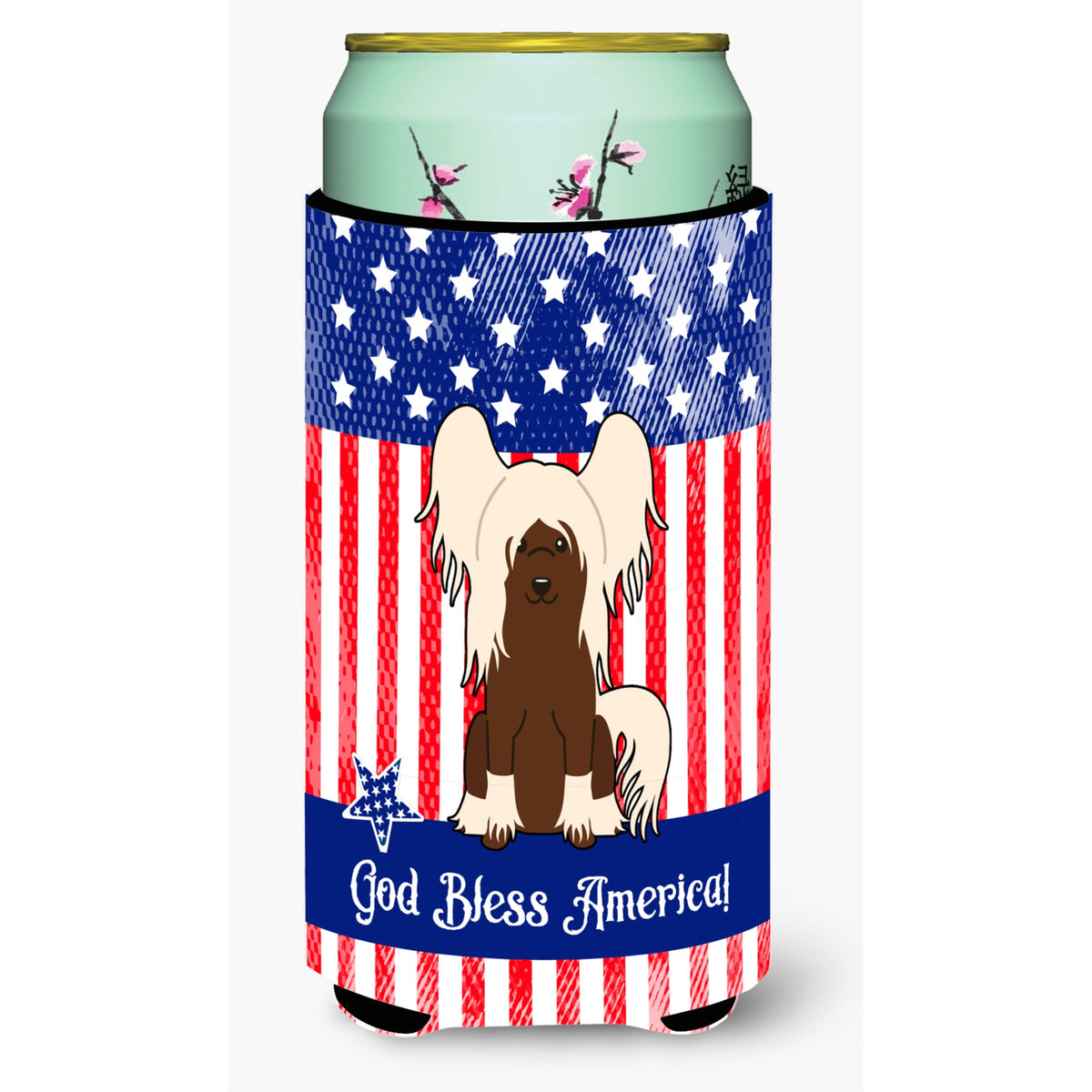 Caroline'S Treasures Bb3108Tbc Patriotic Usa Chinese Crested Cream Tall Boy Hugger Cold-Beverage-Koozies, Multicolor