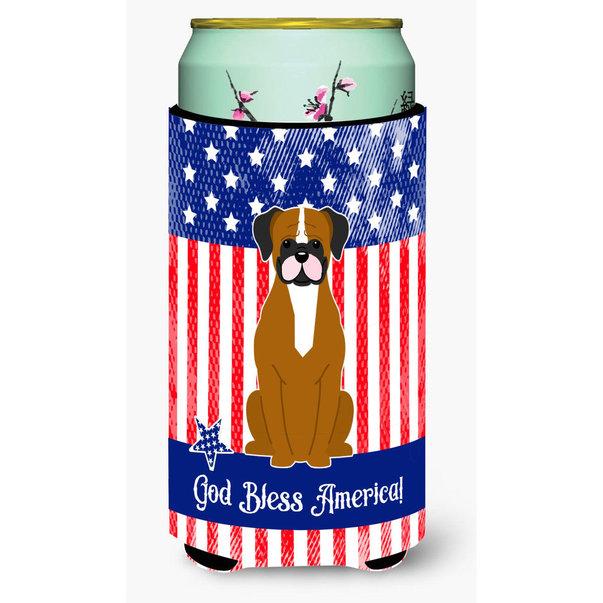 Caroline'S Treasures Bb3111Tbc Patriotic Usa Flashy Fawn Boxer Tall Boy Hugger Cold-Beverage-Koozies, Multicolor
