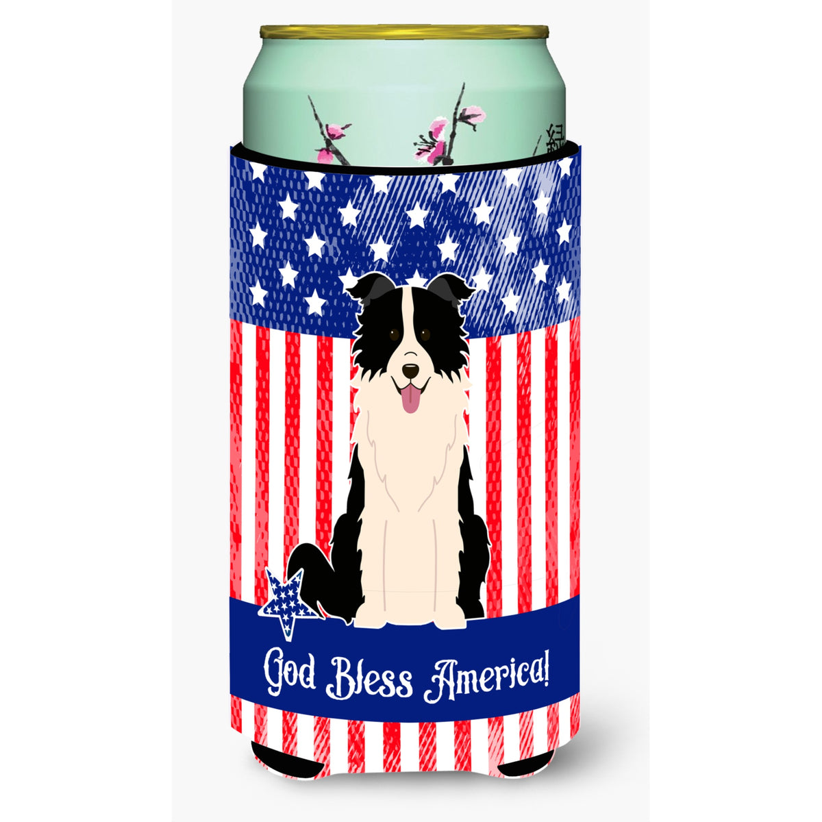Caroline'S Treasures Bb3113Tbc Usa Border Collie Black White Tall Boy Hugger Cold-Beverage-Koozies, Multicolor