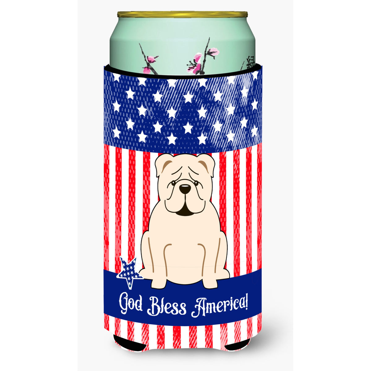 Caroline'S Treasures Bb3118Tbc Patriotic Usa English Bulldog White Tall Boy Hugger Cold-Beverage-Koozies, Multicolor