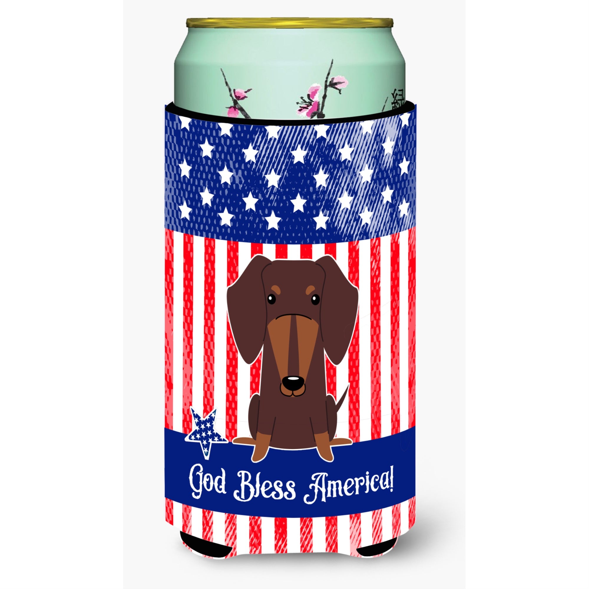 Caroline'S Treasures Bb3126Tbc Patriotic Usa Dachshund Chocolate Tall Boy Hugger Cold-Beverage-Koozies, Multicolor