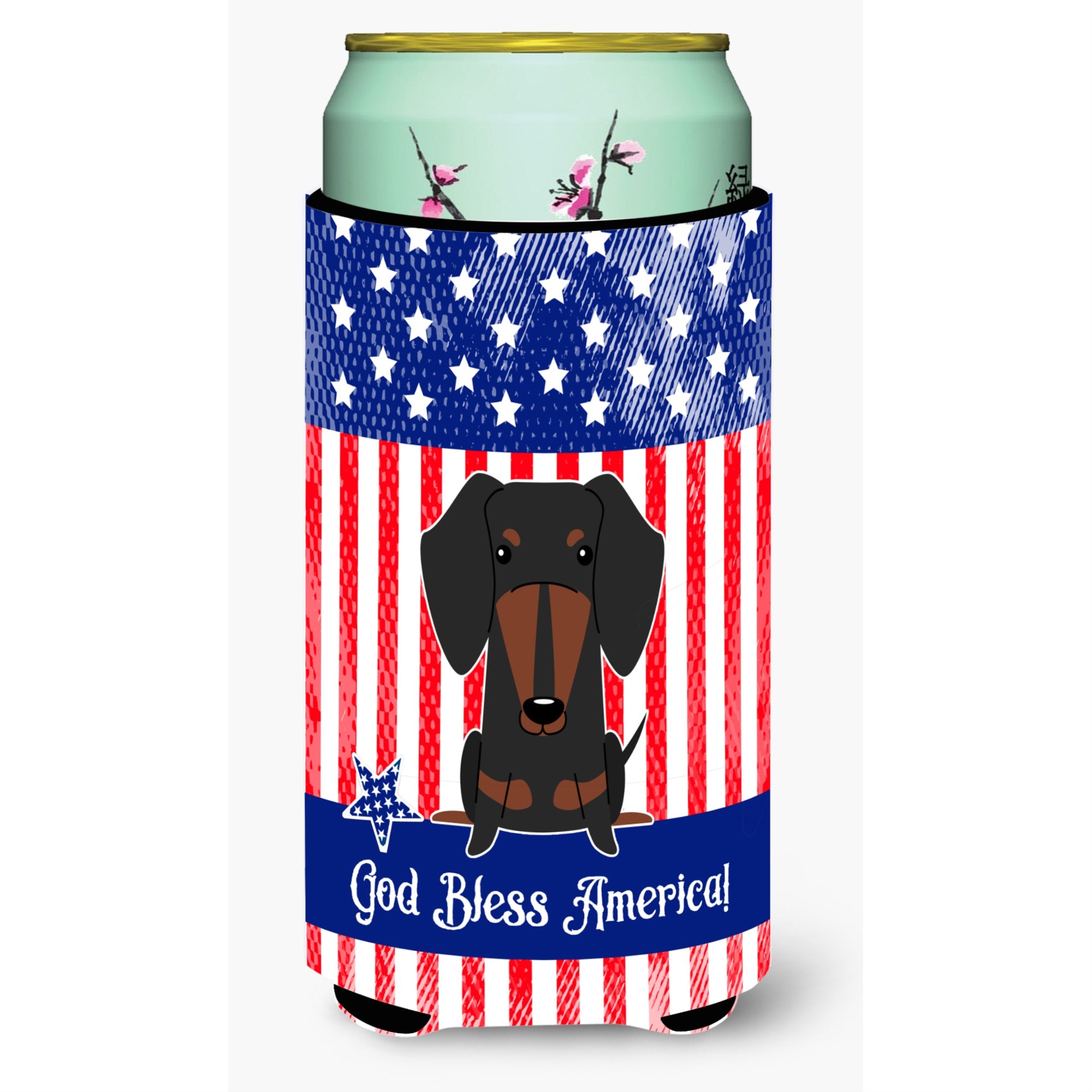Caroline'S Treasures Bb3127Tbc Patriotic Usa Dachshund Black Tan Tall Boy Hugger Cold-Beverage-Koozies, Multicolor