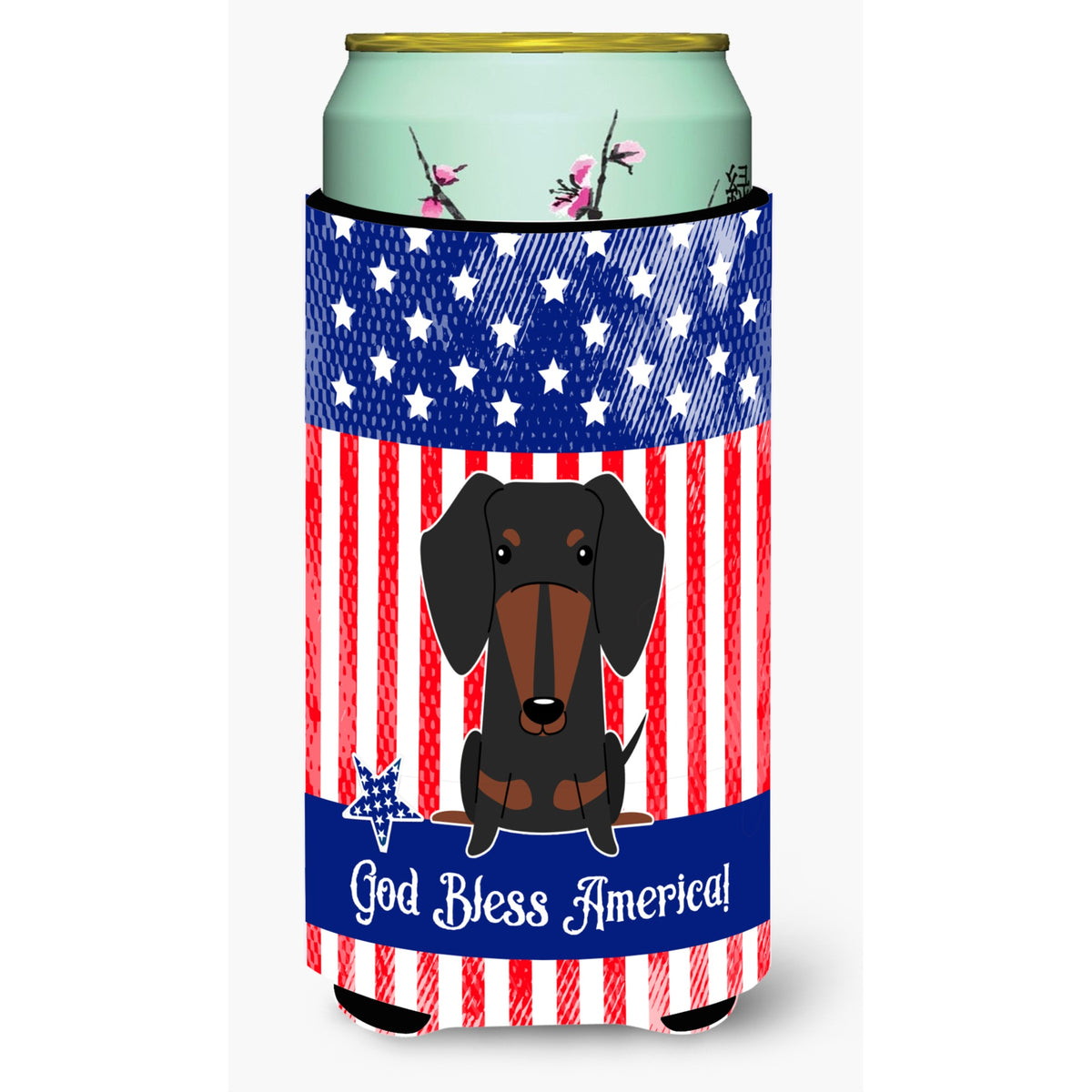 Caroline'S Treasures Bb3127Tbc Patriotic Usa Dachshund Black Tan Tall Boy Hugger Cold-Beverage-Koozies, Multicolor