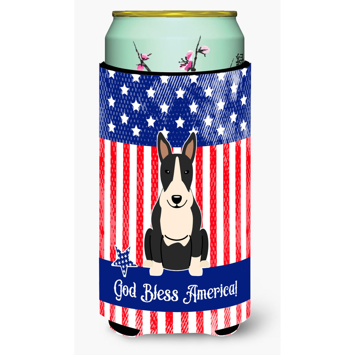 Caroline'S Treasures Bb3128Tbc Patriotic Usa Bull Terrier Black White Tall Boy Hugger Cold-Beverage-Koozies, Multicolor
