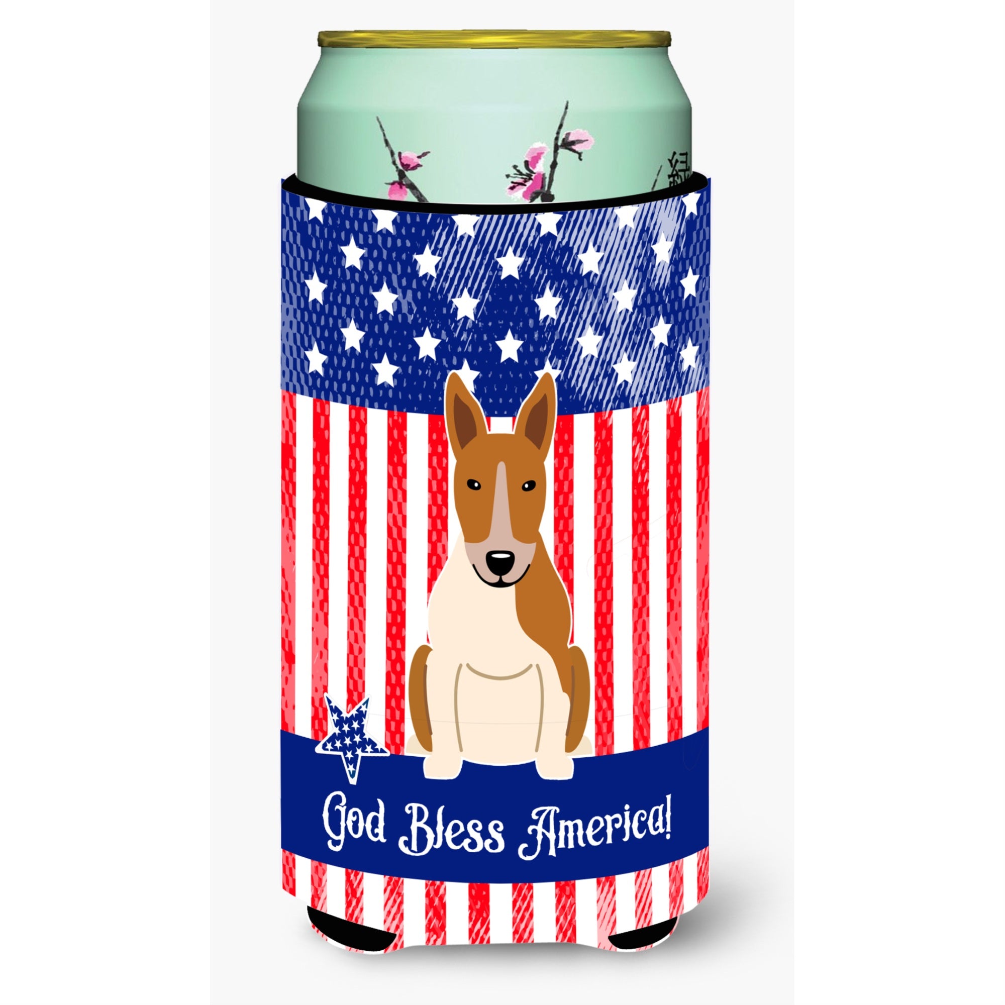 Caroline'S Treasures Bb3130Tbc Patriotic Usa Bull Terrier Red White Tall Boy Hugger Cold-Beverage-Koozies, Multicolor