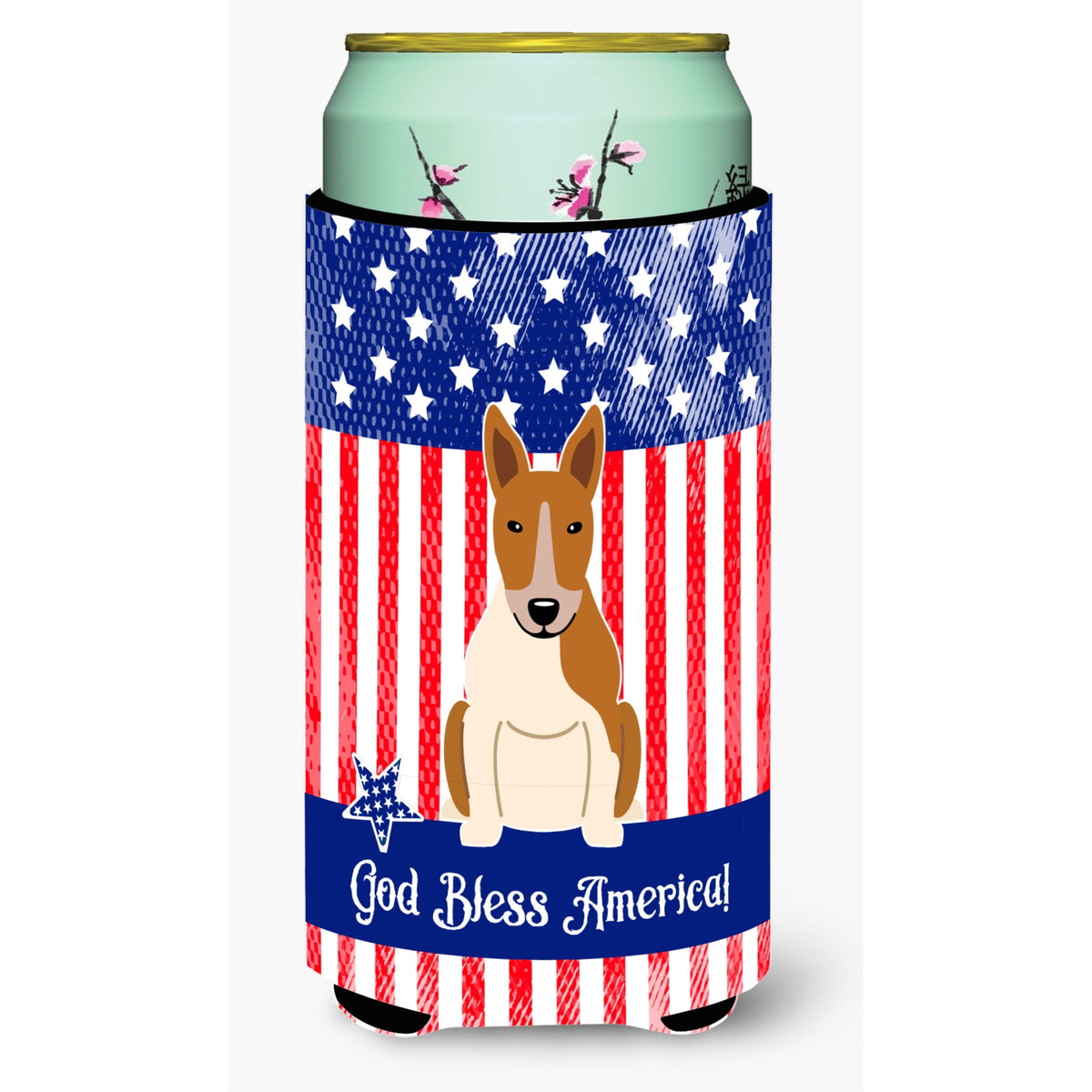 Caroline'S Treasures Bb3130Tbc Patriotic Usa Bull Terrier Red White Tall Boy Hugger Cold-Beverage-Koozies, Multicolor