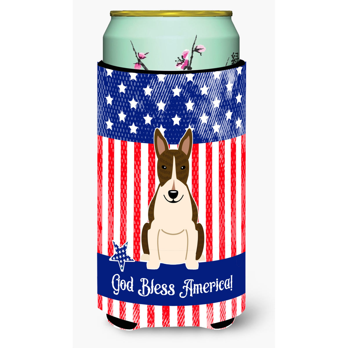 Caroline'S Treasures Bb3131Tbc Usa Bull Terrier Dark Brindle Tall Boy Hugger Cold-Beverage-Koozies, Multicolor