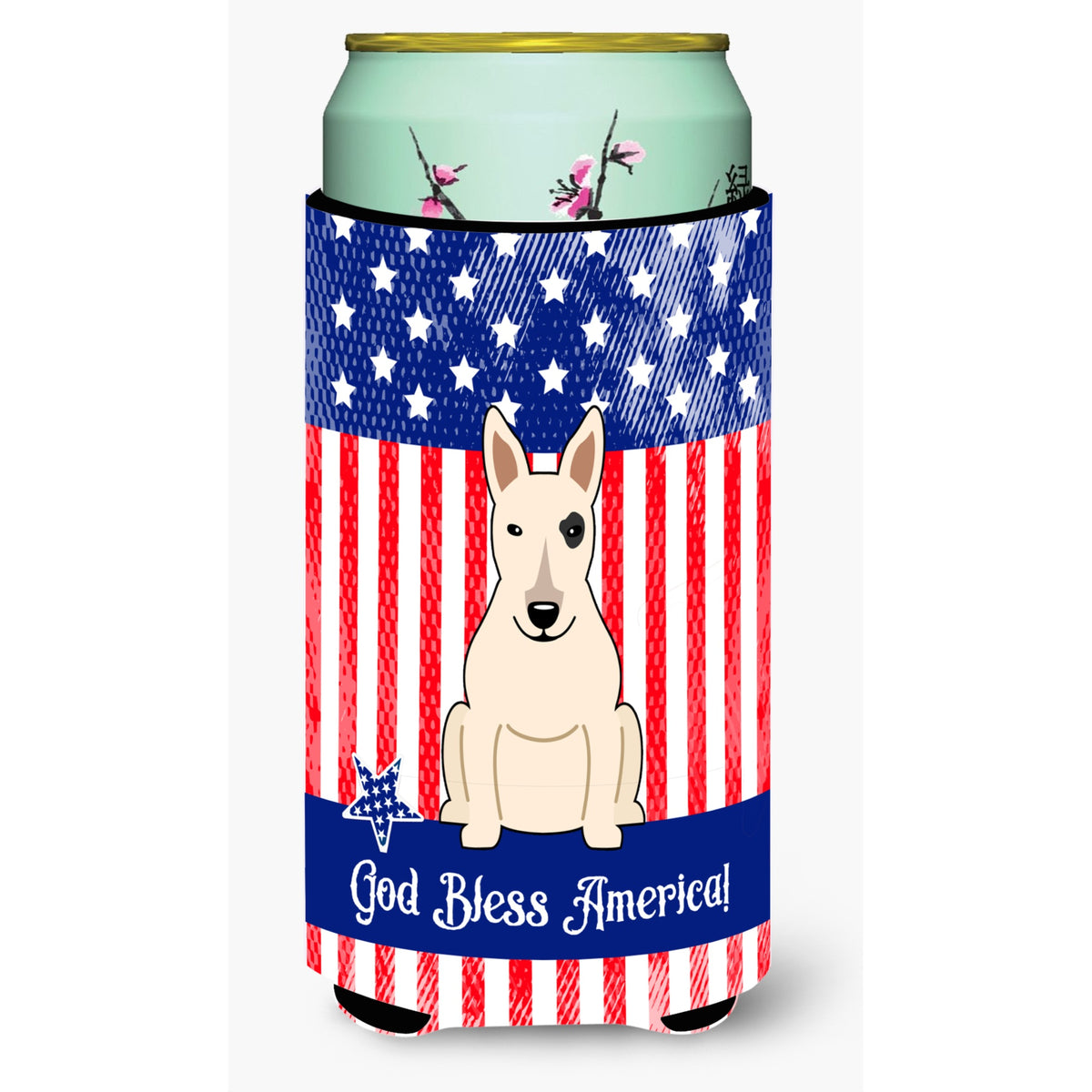 Caroline'S Treasures Bb3133Tbc Patriotic Usa Bull Terrier White Tall Boy Hugger Cold-Beverage-Koozies, Multicolor