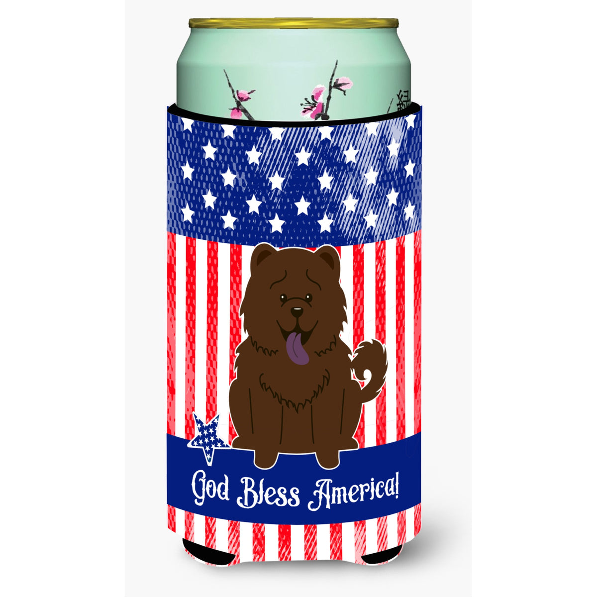 Caroline'S Treasures Bb3136Tbc Patriotic Usa Chow Chocolate Tall Boy Hugger Cold-Beverage-Koozies, Multicolor