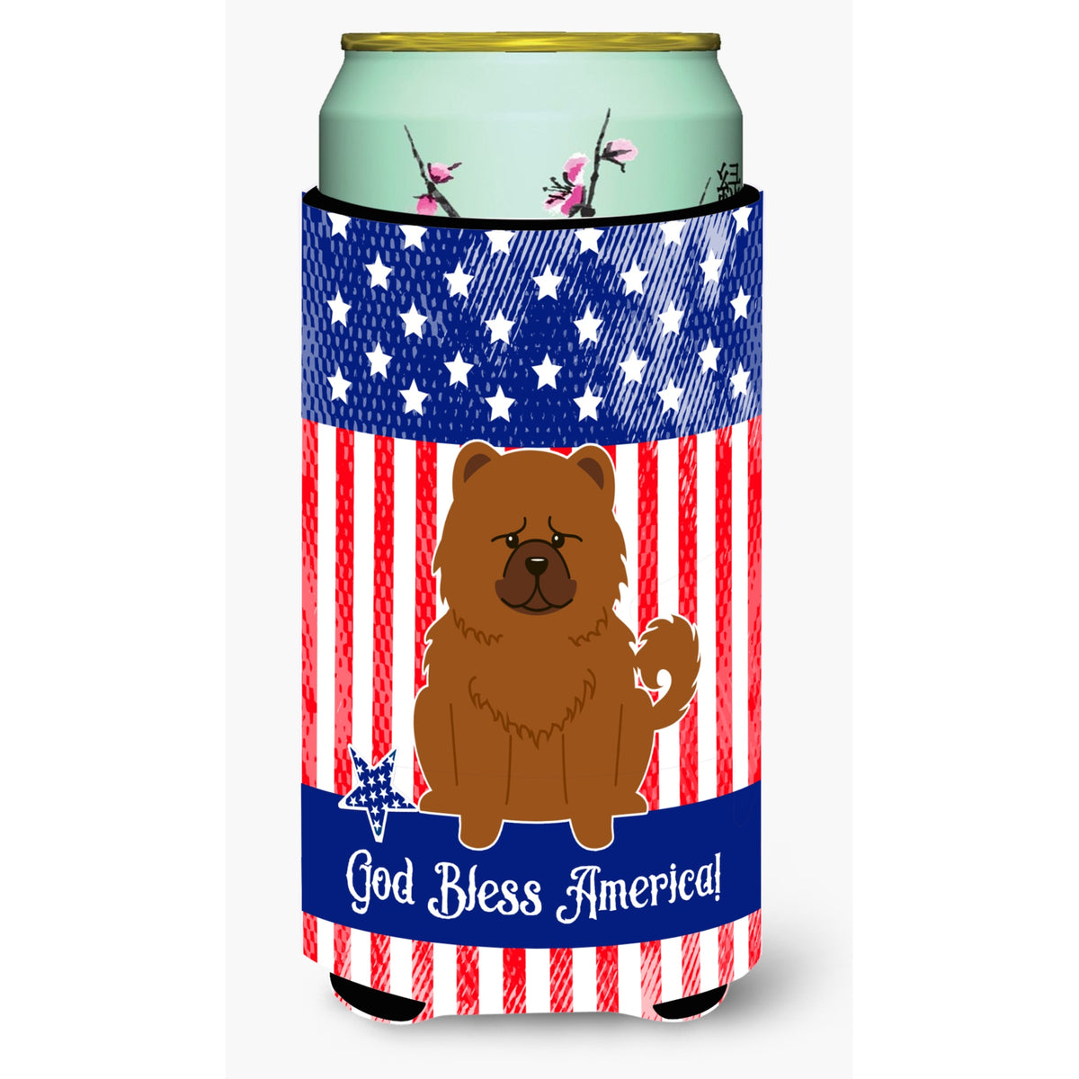 Caroline'S Treasures Bb3137Tbc Patriotic Usa Chow Red Tall Boy Hugger Cold-Beverage-Koozies, Multicolor