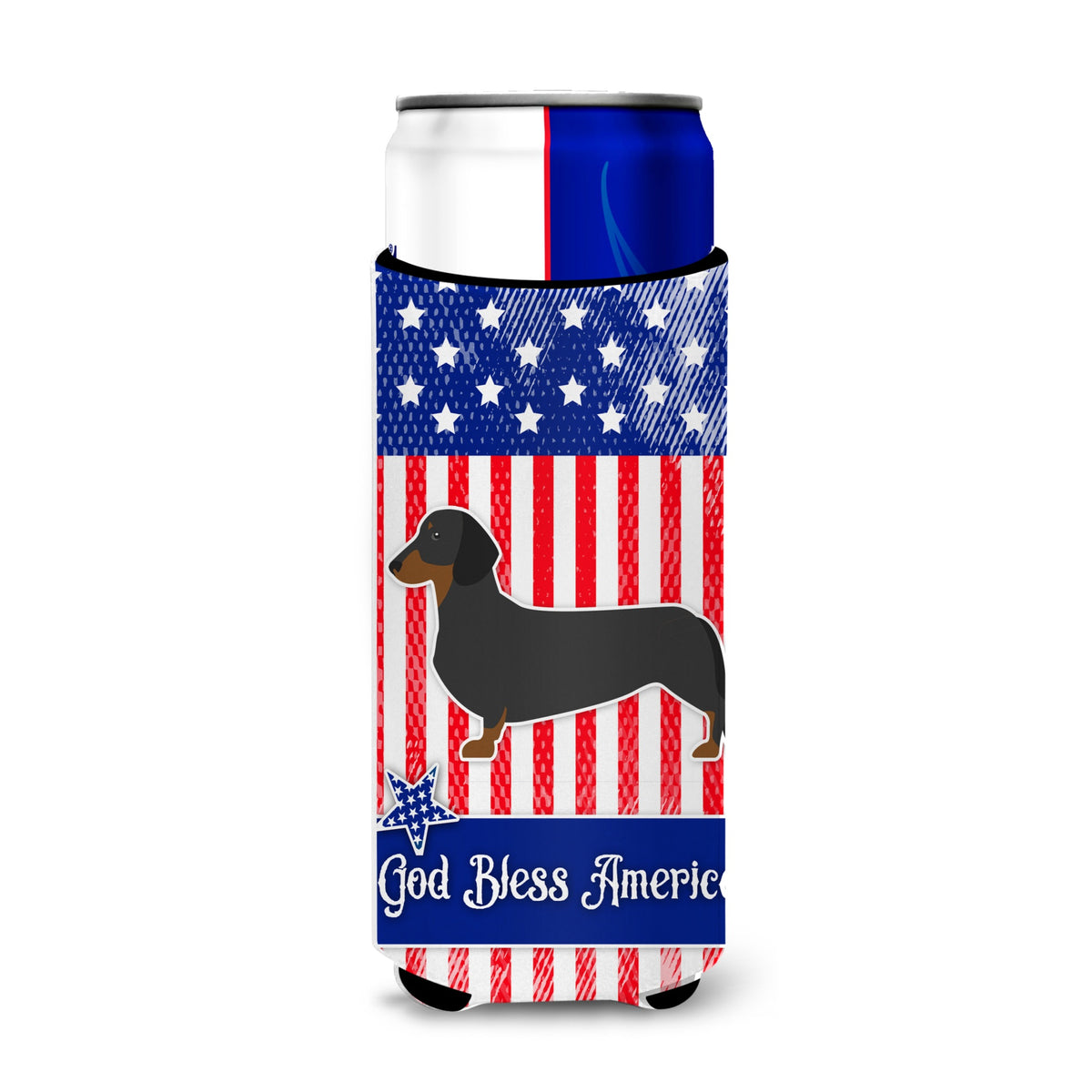 Caroline'S Treasures Usa Patriotic Dachshund Michelob Ultra Hugger For Slim Cans, Slim Can, Multicolor