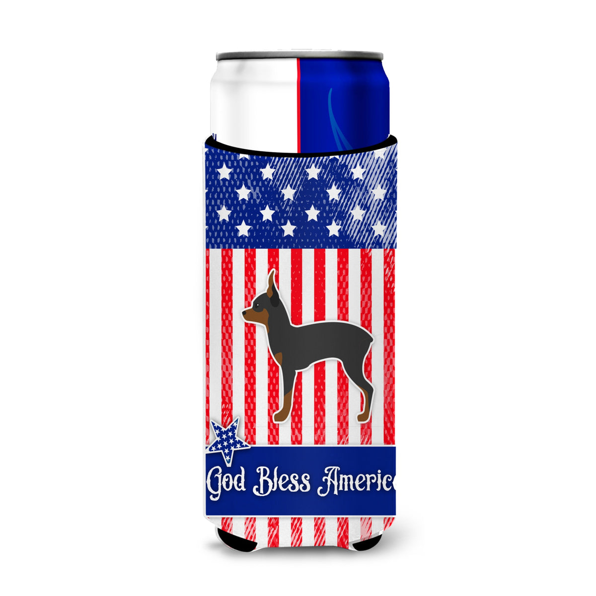 Caroline'S Treasures Usa Patriotic Toy Fox Terrier Michelob Ultra Hugger For Slim Cans, Slim Can, Multicolor