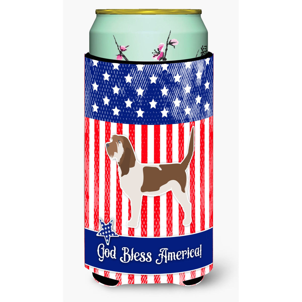 Caroline'S Treasures Usa Patriotic Grand Basset Griffon Vendeen Tall Boy Beverage Insulator Hugger, Multicolor