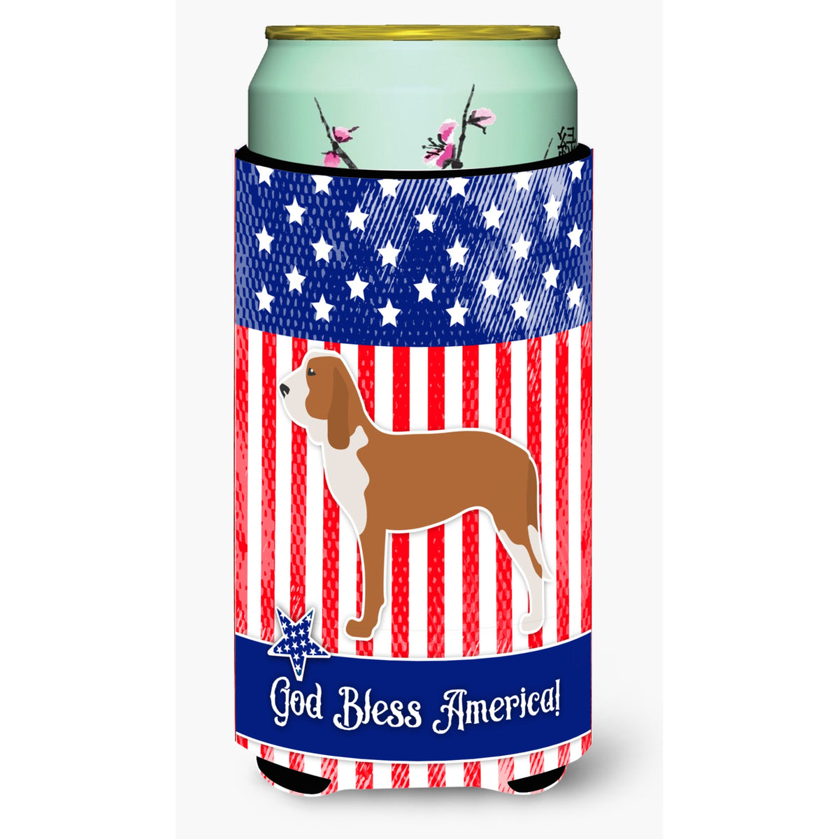 Caroline'S Treasures Usa Patriotic Spanish Hound Tall Boy Beverage Insulator Hugger, Multicolor