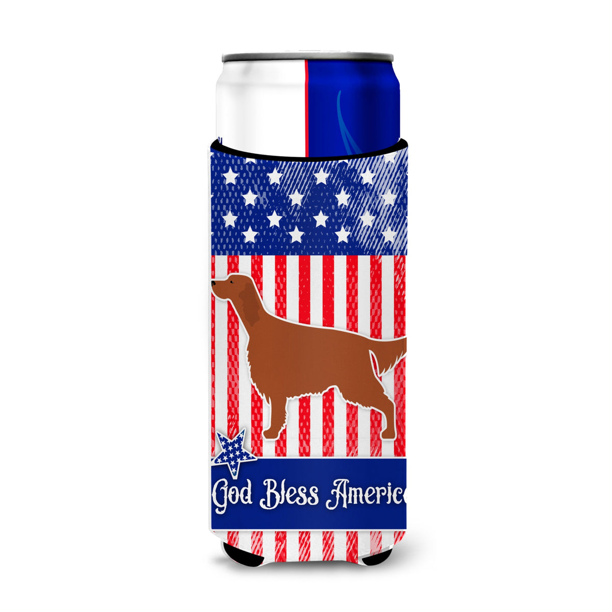 Caroline'S Treasures Iusa Patriotic Rish Setter Michelob Ultra Hugger For Slim Cans, Slim Can, Multicolor