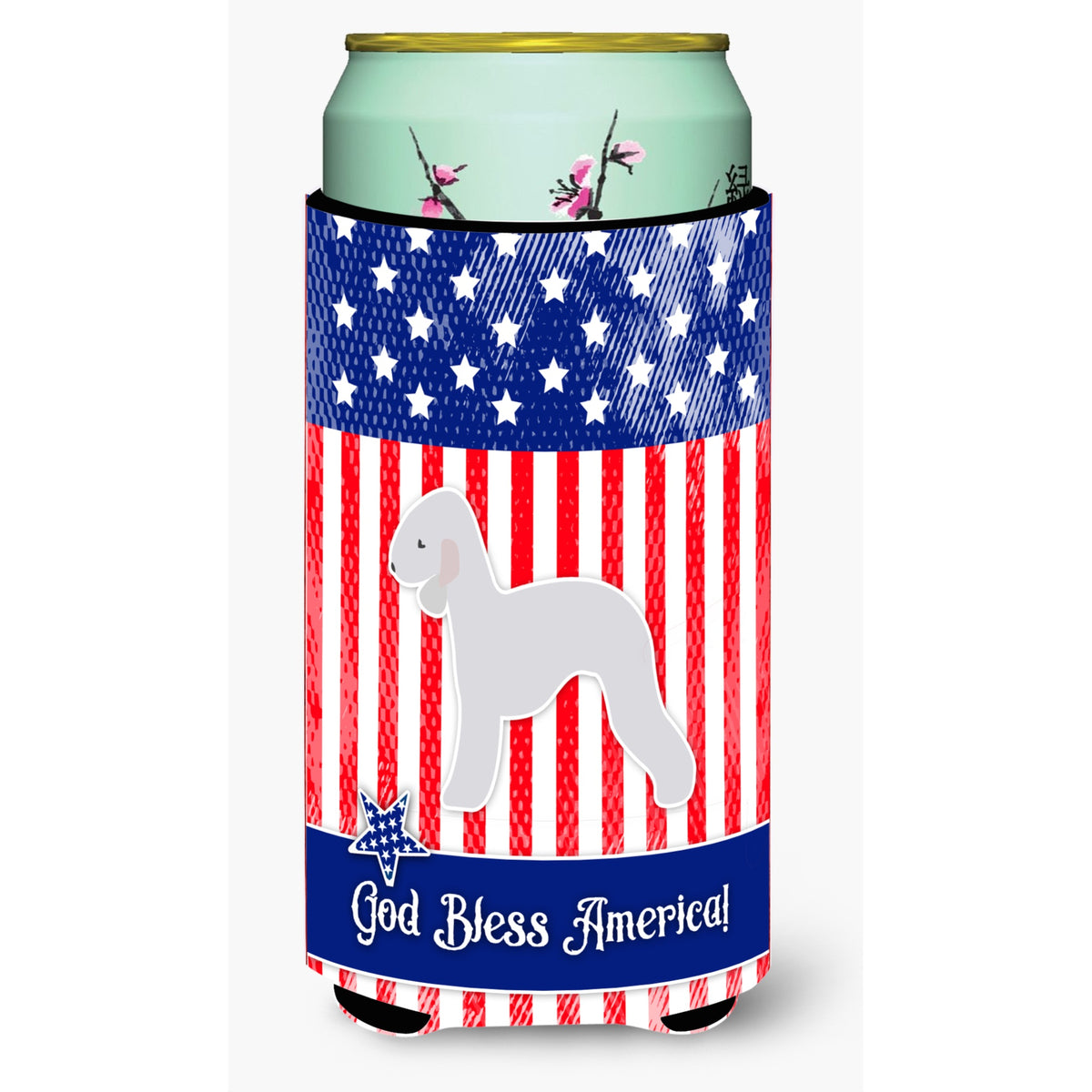 Caroline'S Treasures Usa Patriotic Bedlington Terrier Tall Boy Beverage Insulator Hugger, Multicolor