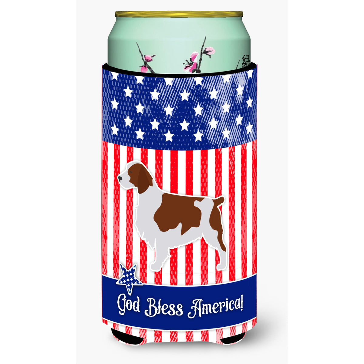 Caroline'S Treasures Usa Patriotic Welsh Springer Spaniel Tall Boy Beverage Insulator Hugger, Multicolor