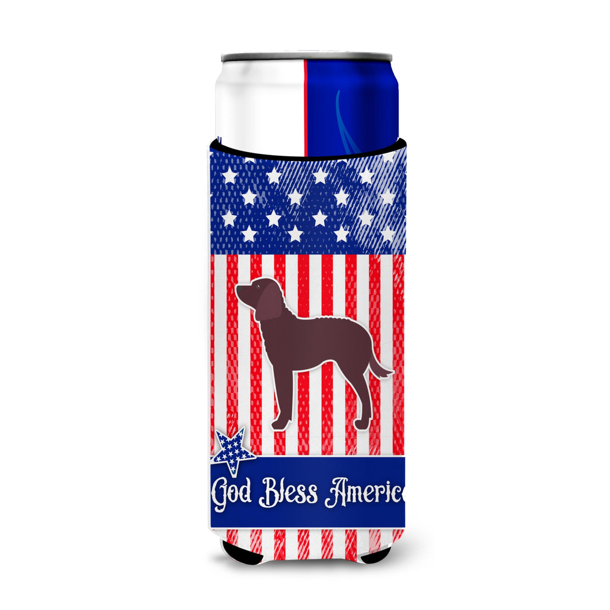 Caroline'S Treasures Ausa Patriotic Merican Water Spaniel Michelob Ultra Hugger For Slim Cans, Slim Can, Multicolor