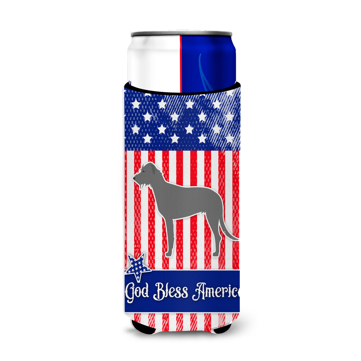 Caroline'S Treasures Usa Patriotic Irish Wolfhound Michelob Ultra Hugger For Slim Cans, Slim Can, Multicolor