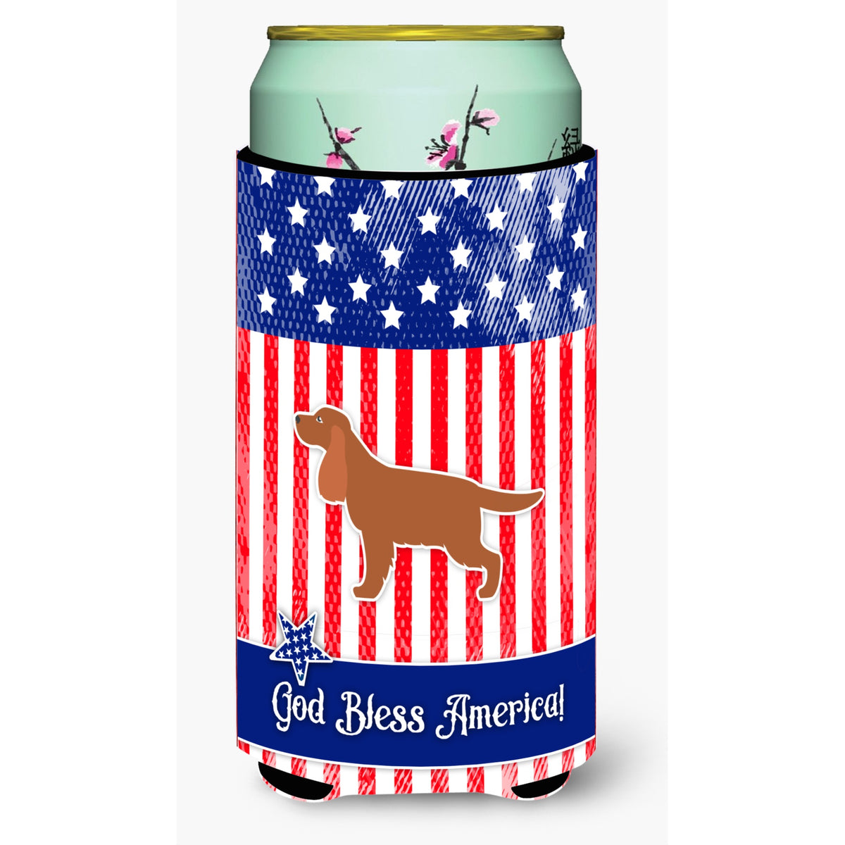 Caroline'S Treasures Usa Patriotic English Cocker Spaniel Beverage Insulator Hugger, Tall Boy, Multicolor