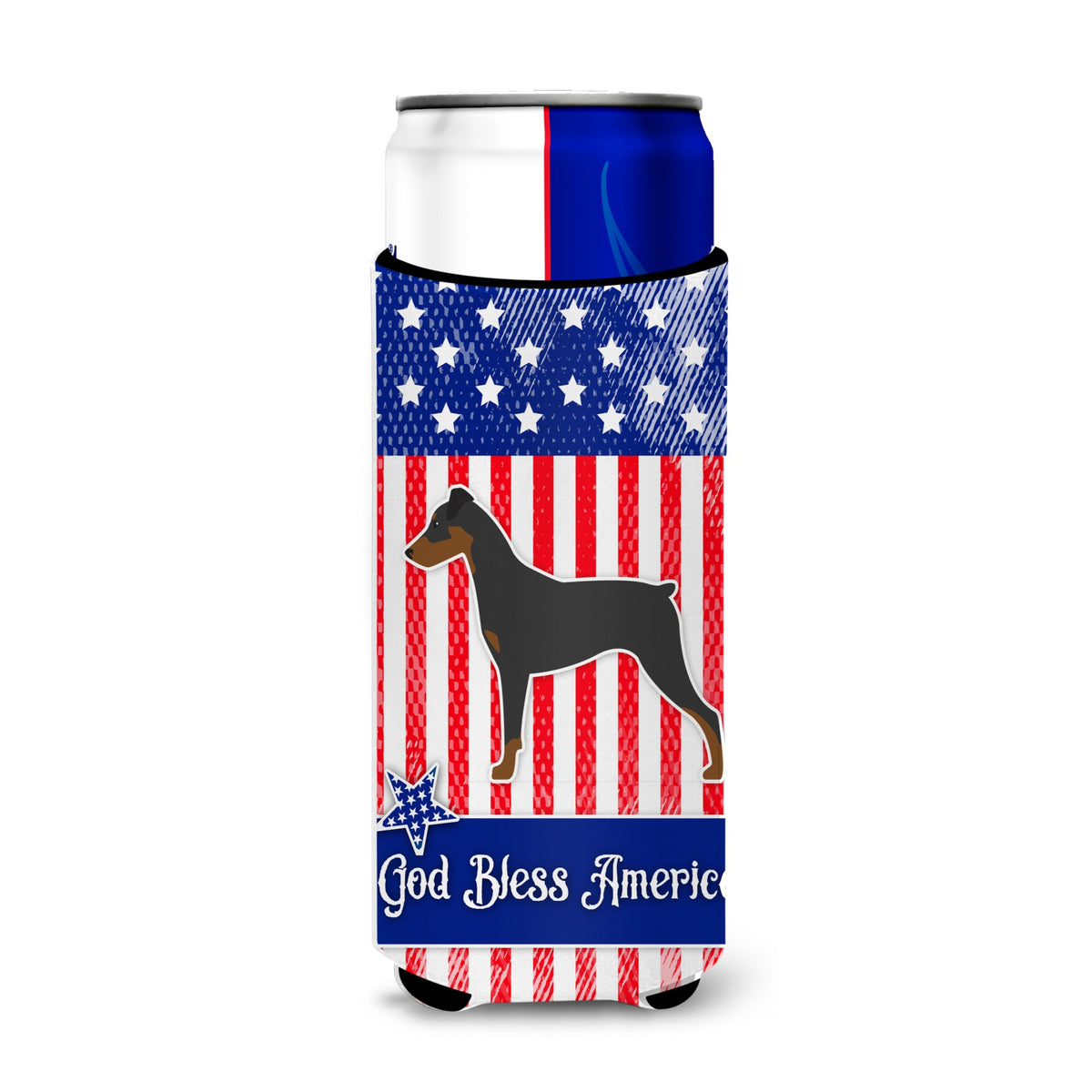 Caroline'S Treasures Usa Patriotic German Pinscher Michelob Ultra Hugger For Slim Cans, Slim Can, Multicolor