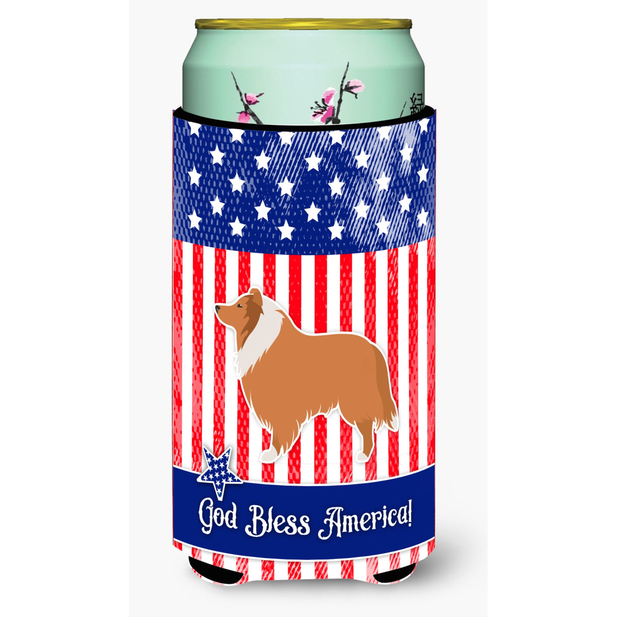 Caroline'S Treasures Usa Patriotic Collie Beverage Insulator Hugger, Tall Boy, Multicolor